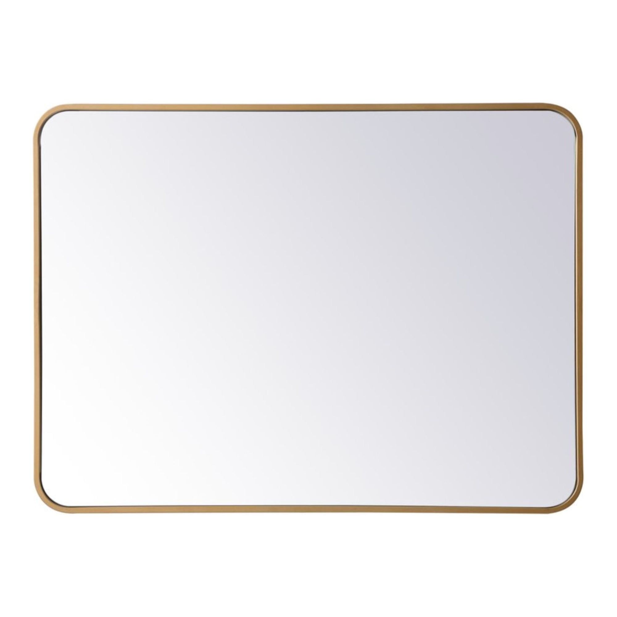 Soft corner metal rectangular mirror 27x36 inch in Brass