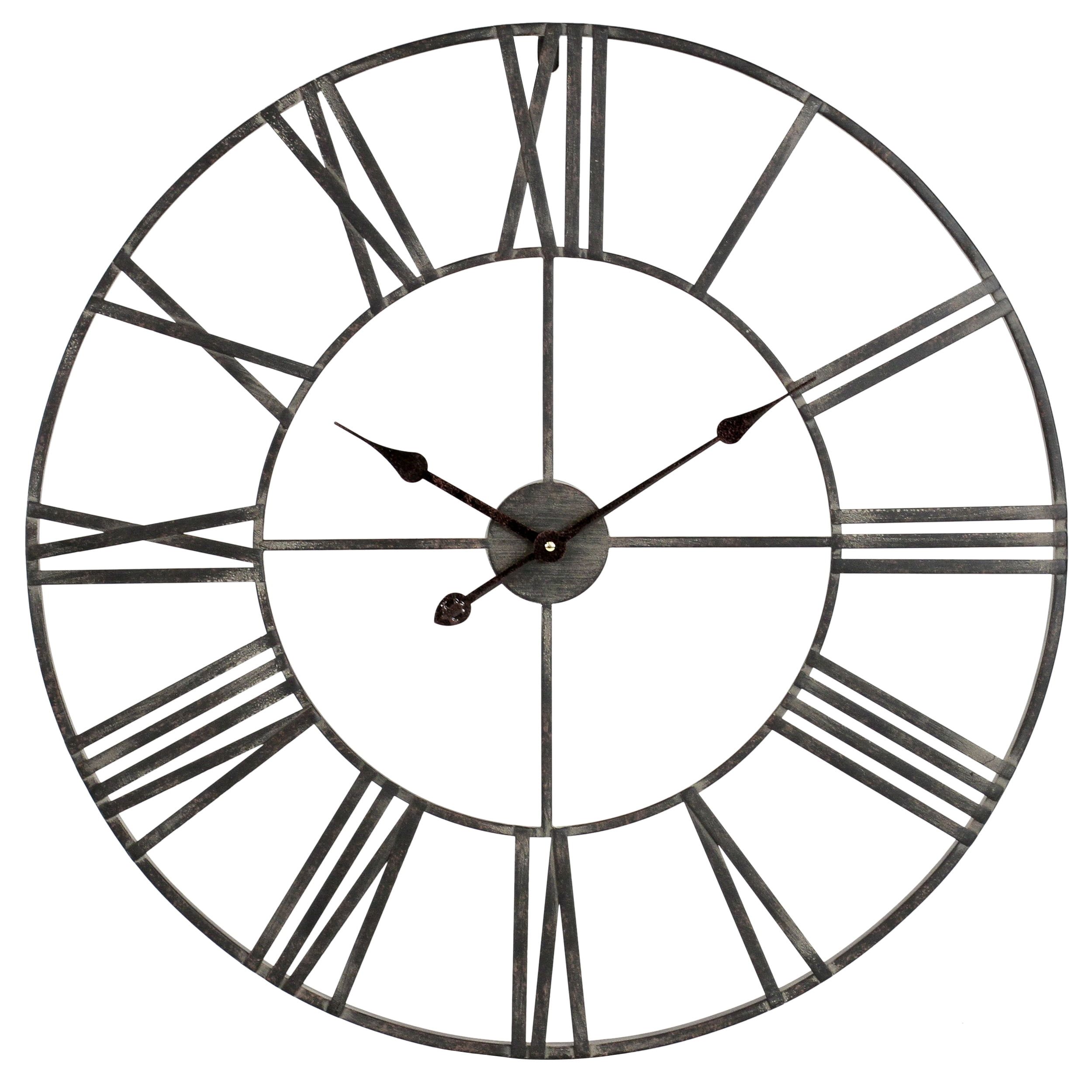 Oversized Gray Iron Open Design Wall Clock