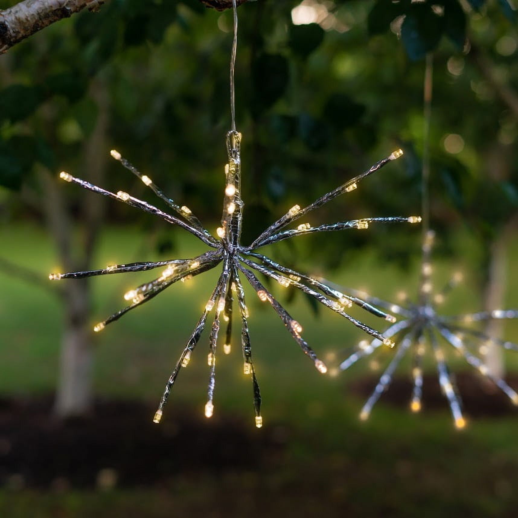 Solar LED Hanging Snowflake Starburst Light with Warm White LEDs