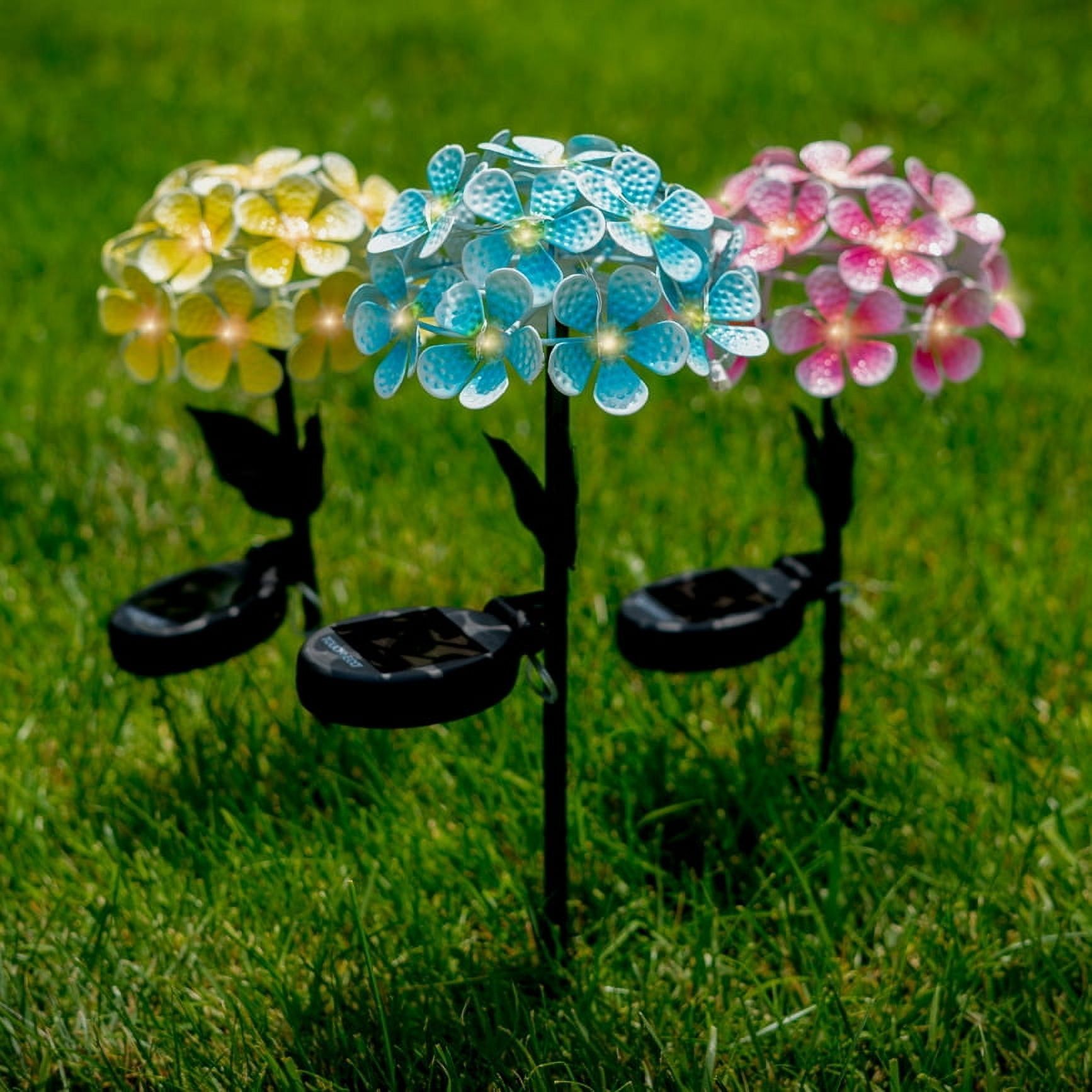 Solar LED Blue and Pink Metal Flower Stake Lights