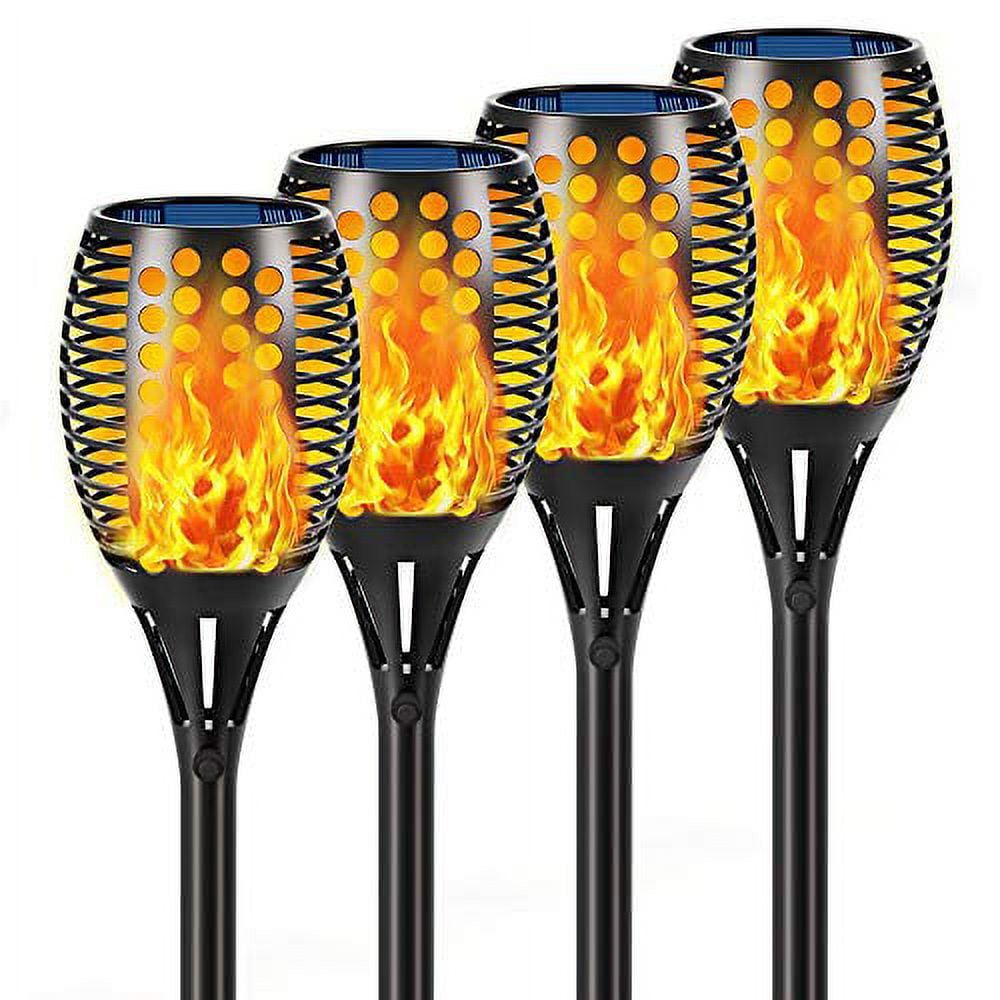 Aityvert 43" Black Solar Flickering Flame Torch Lights, 4-Pack