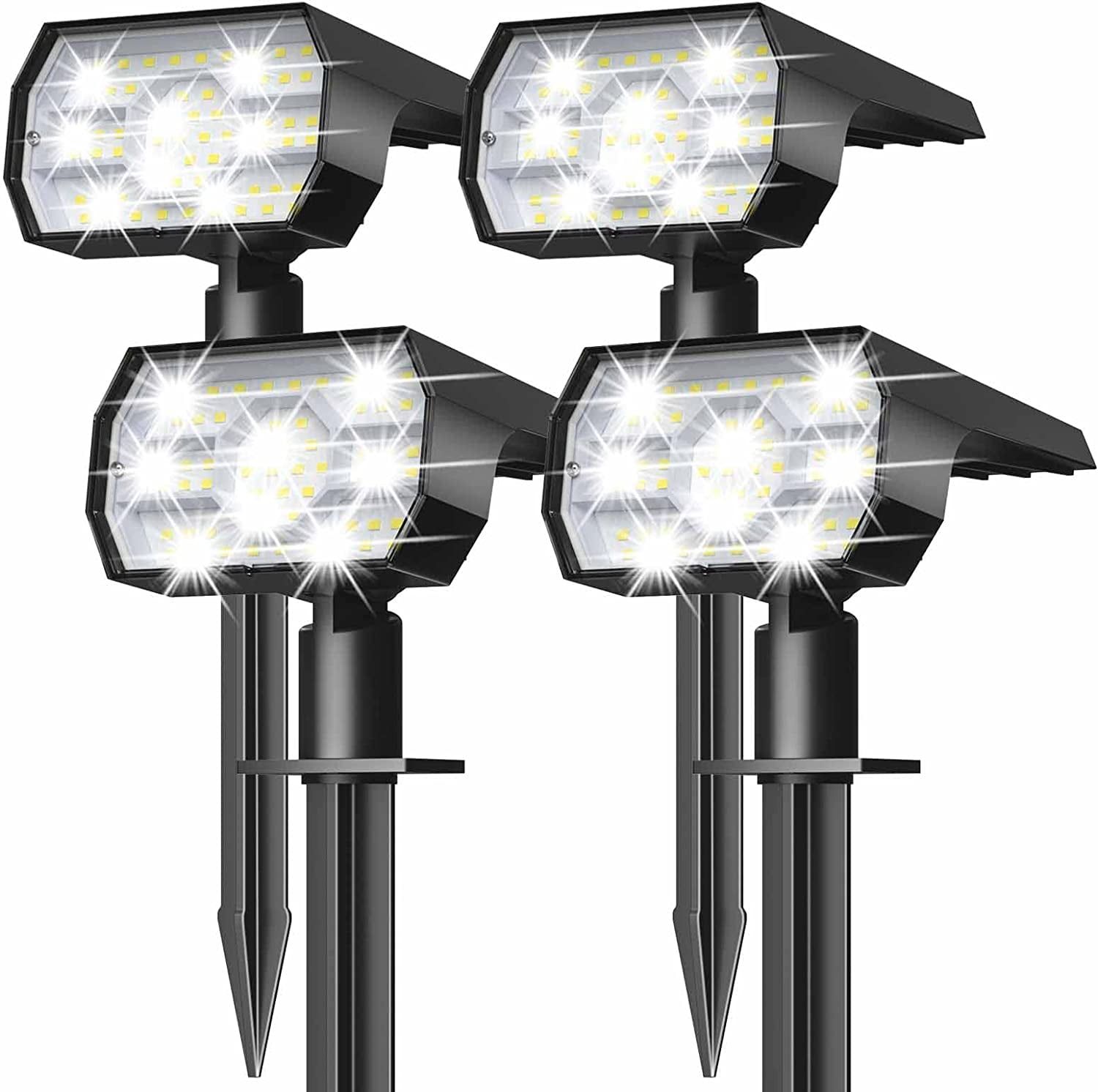 Cool White 56 LED Solar Powered Garden Spotlights, 4 Pack