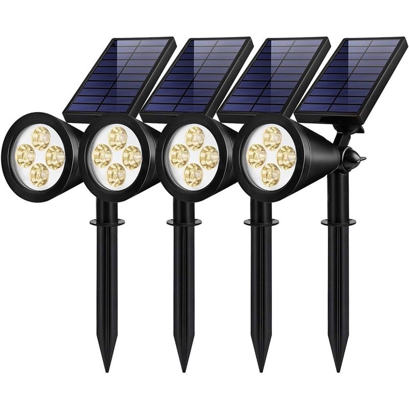 Black Solar Powered LED Outdoor Spotlight Pack of 4