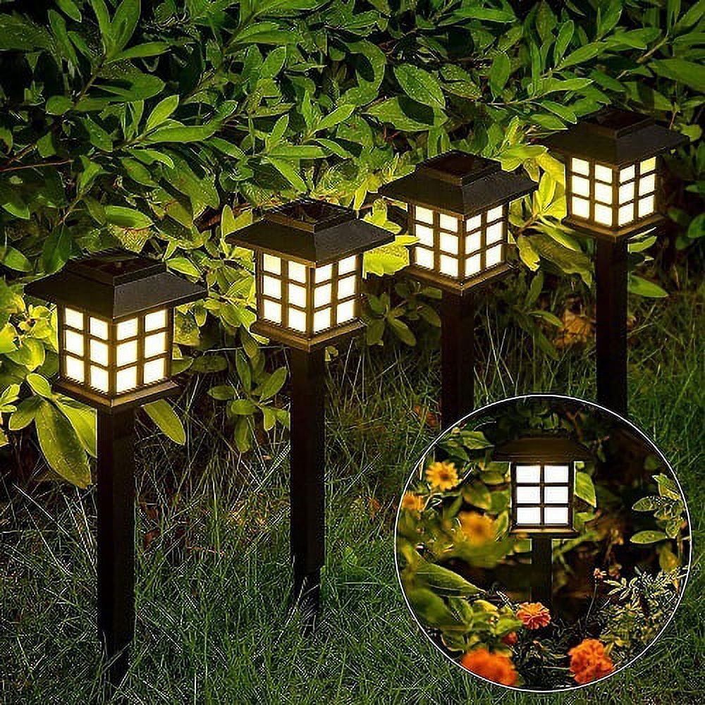 12-Pack Black LED Solar Pathway Lights with Plastic Shade