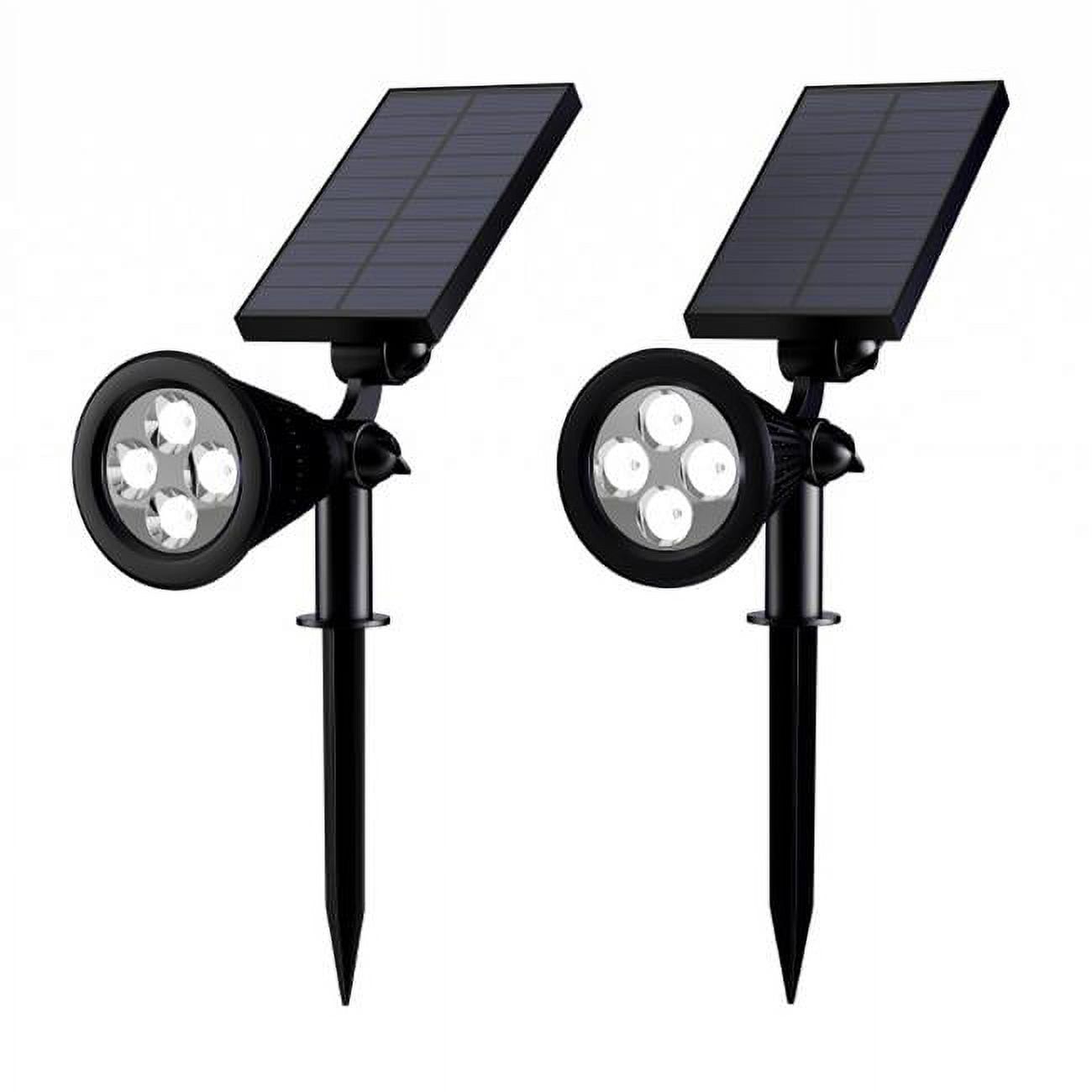 Black Solar Powered Outdoor LED Spotlights - Set of 2