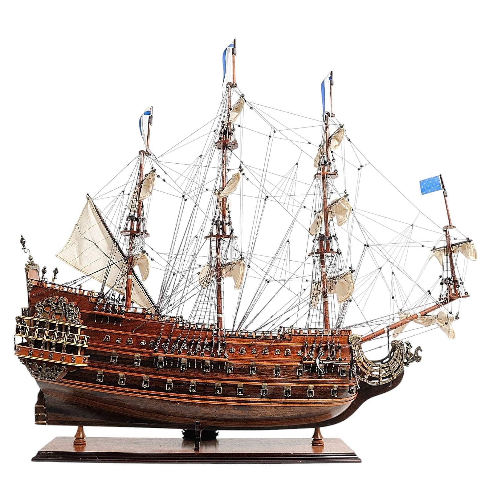 Soleil Royal 36" Handcrafted Wooden Model Ship with Metal Accents