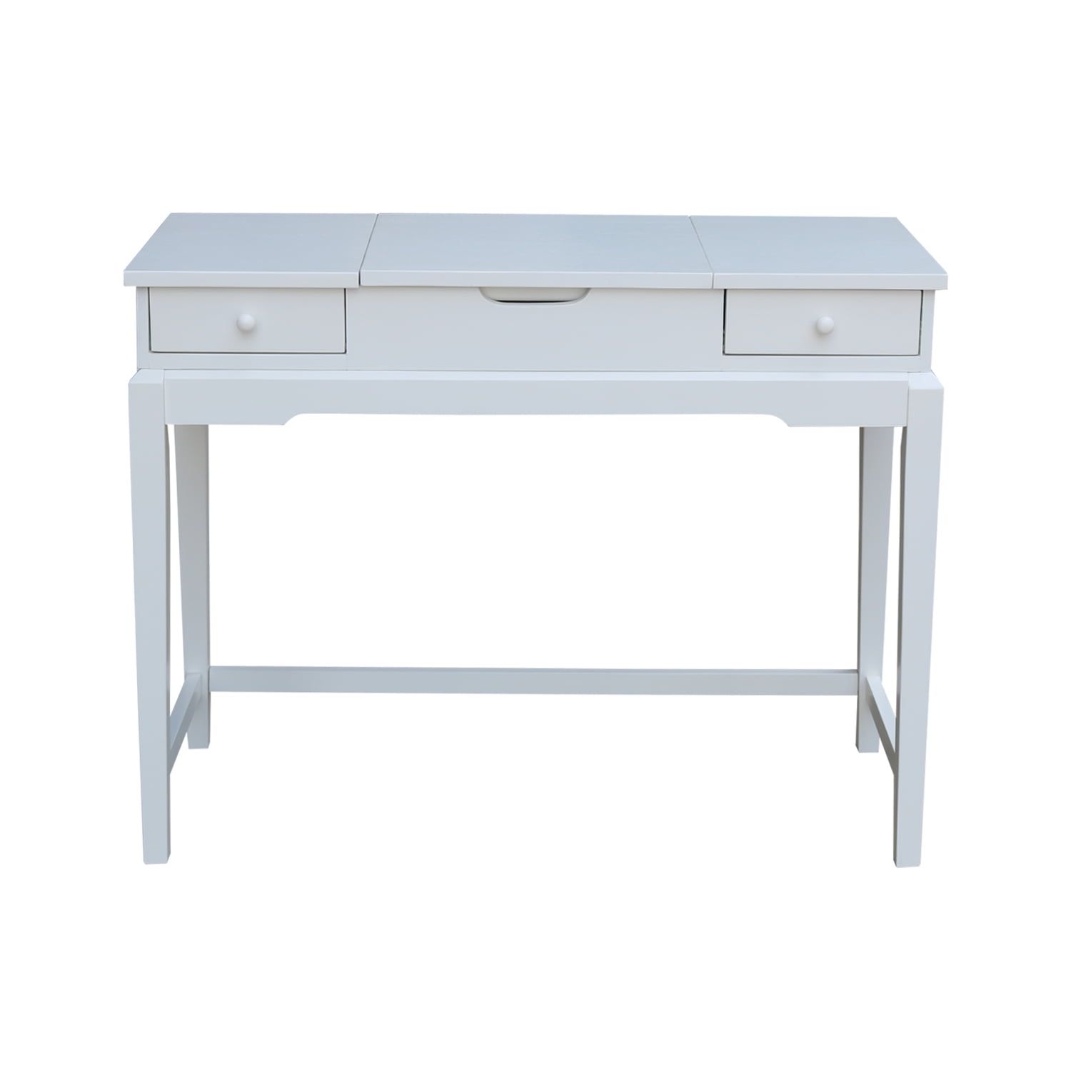 White Solid Wood Traditional Vanity Table with Bench