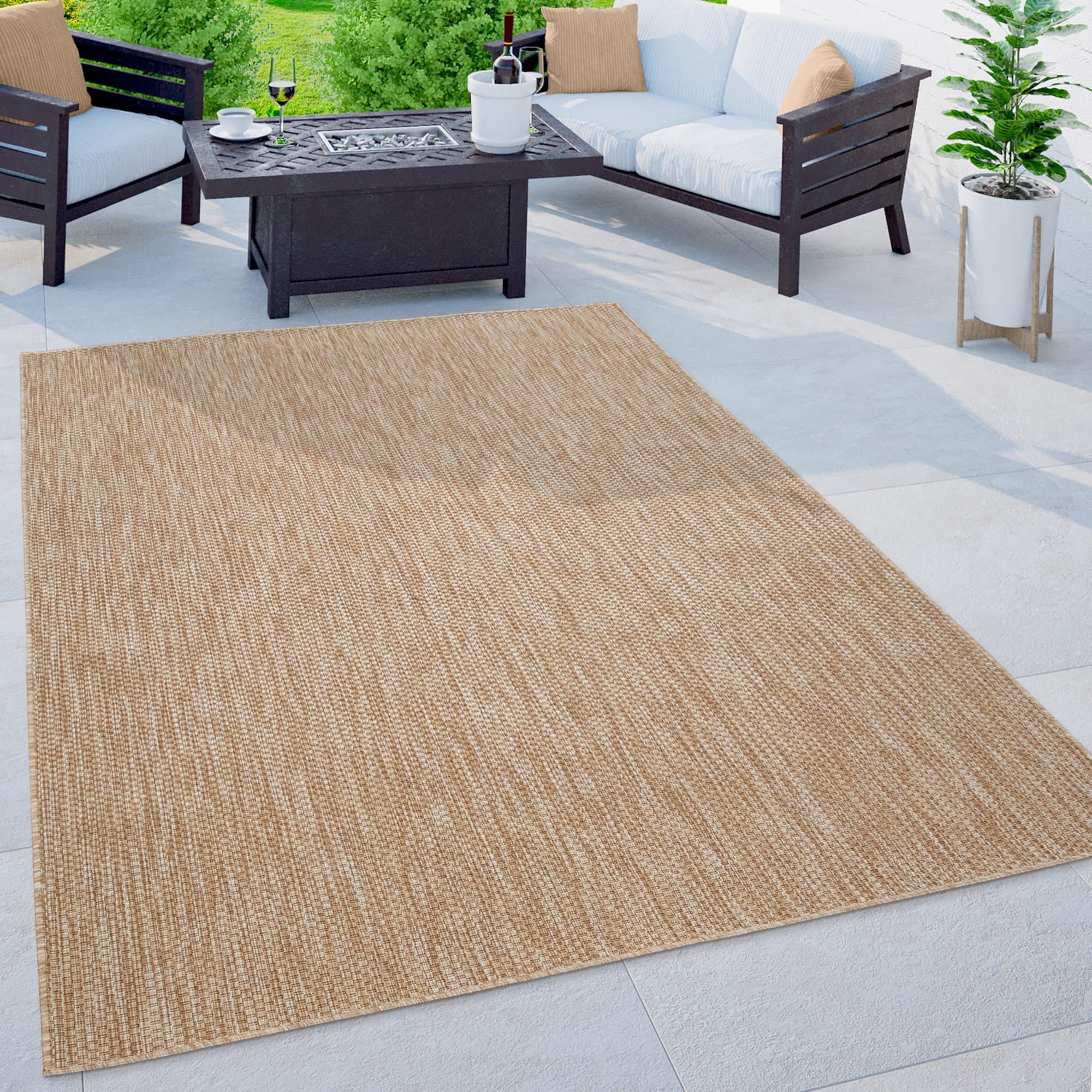 Light-Brown Polypropylene Outdoor Rug for Patio or Balcony