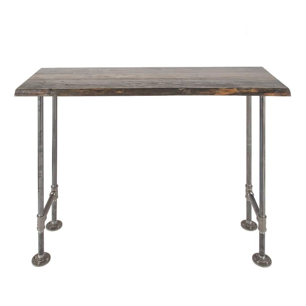 48" Boulder Black Wood Console Table with Industrial Pipe Legs