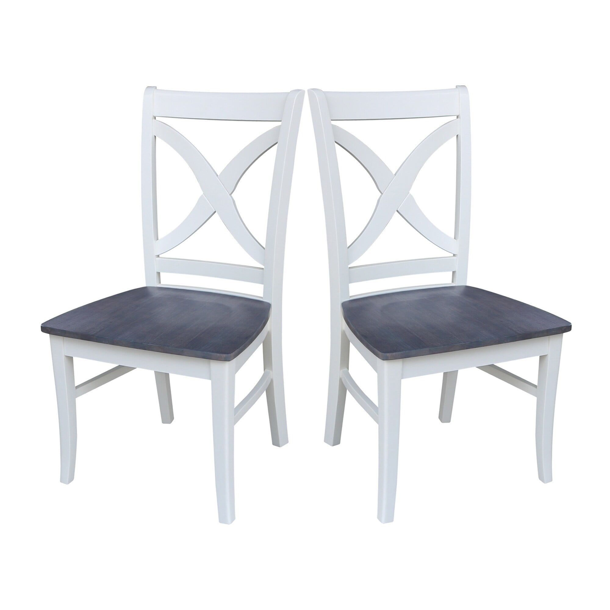 Gray Cross Back Solid Wood Side Chair