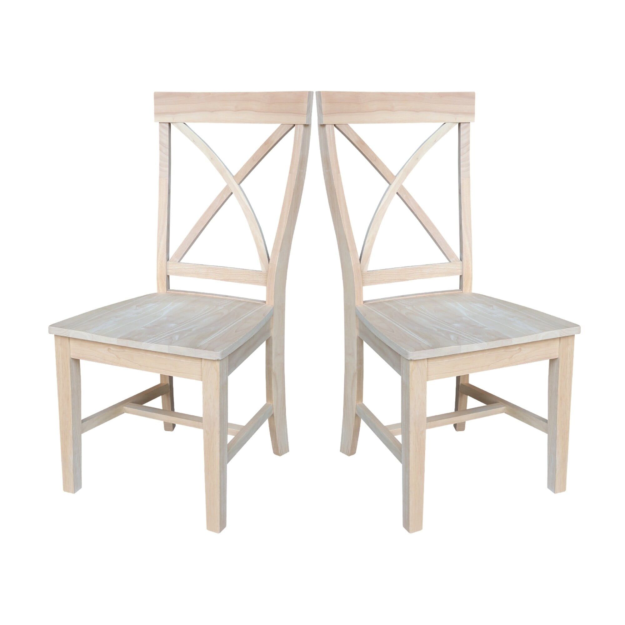 Creekside Light Beige Wood Cross Back Dining Chairs, Set of 2