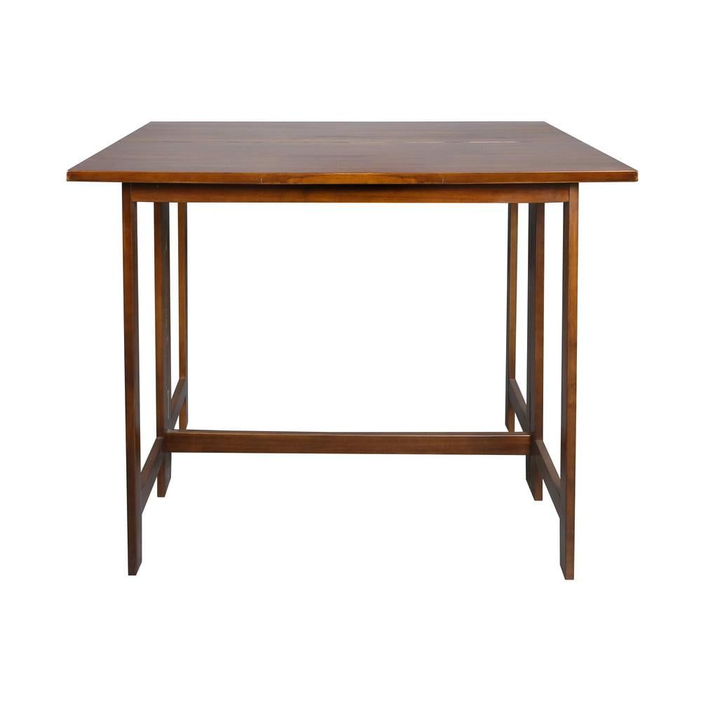 Warm Brown Solid Wood Flip-Top Folding Dining Table