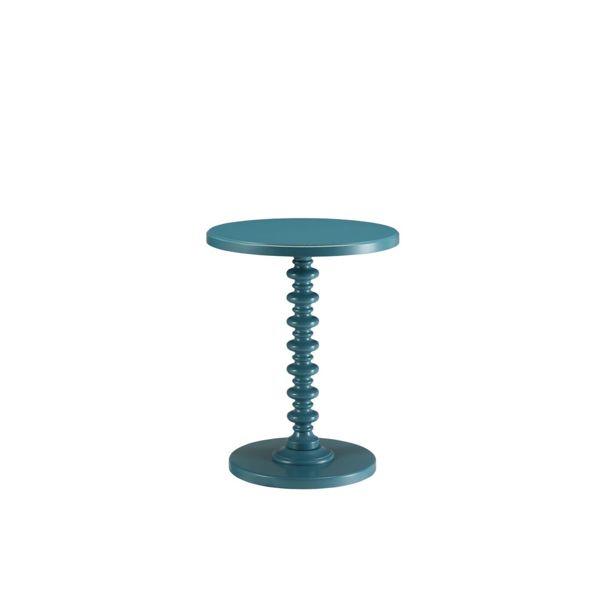 Teal Traditional Solid Wood Round Pedestal Side Table 17"