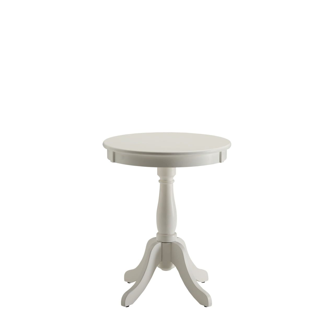 White Solid Wood Round Pedestal Side Table, 18" x 22"