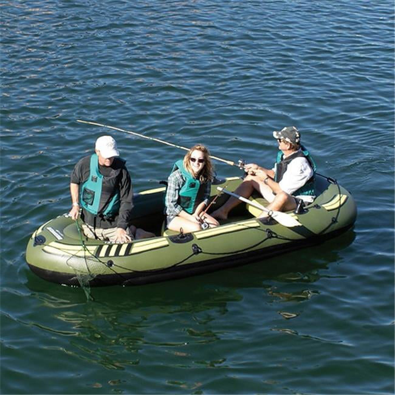 Solstice Outdoorsman Green Inflatable 6-Person Fishing Boat