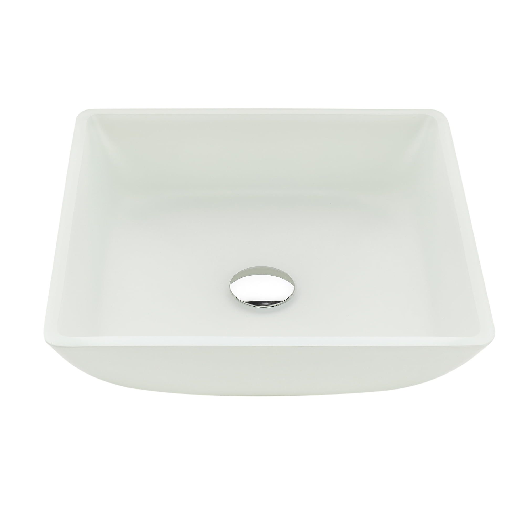 Solstice Square White Glass Above-Counter Vessel Sink