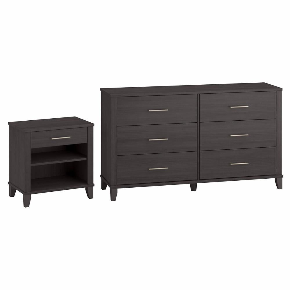 Storm Gray Engineered Wood 6 Drawer Dresser and Nightstand Set