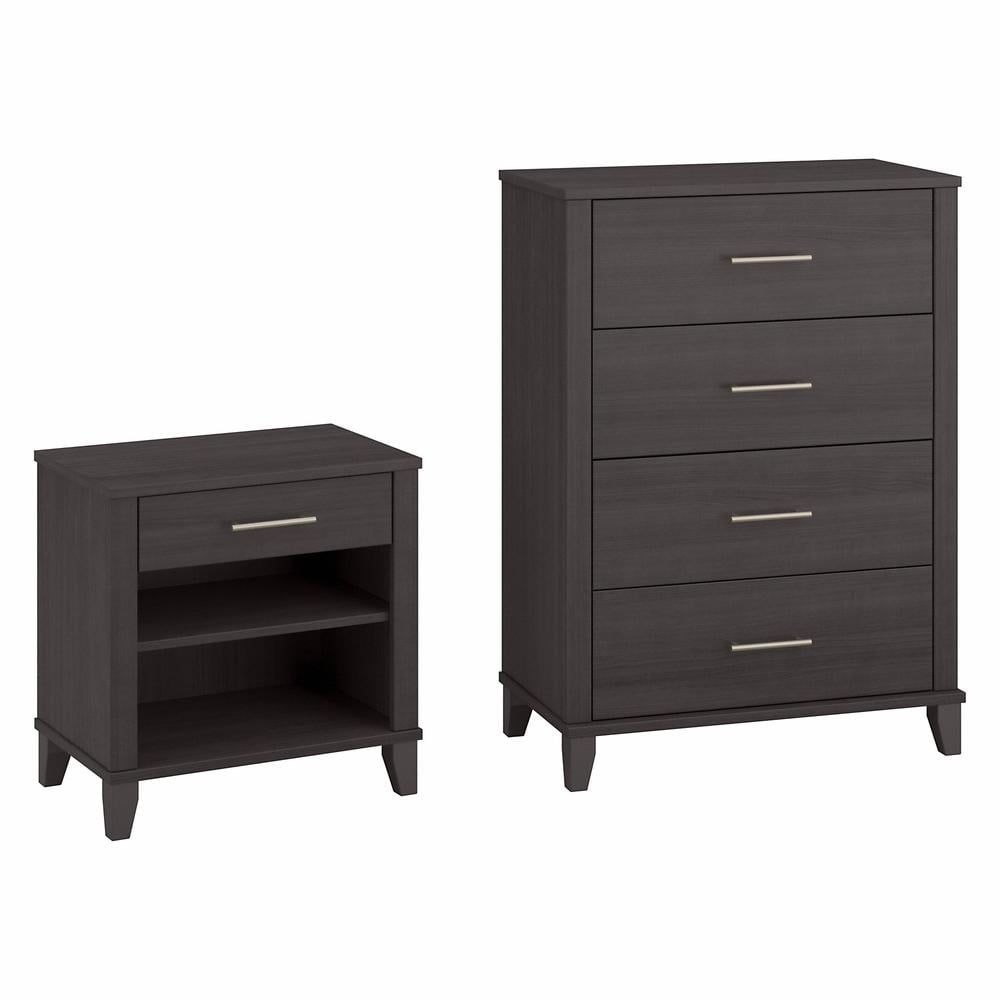 Storm Gray Engineered Wood Chest of Drawers and Nightstand Set