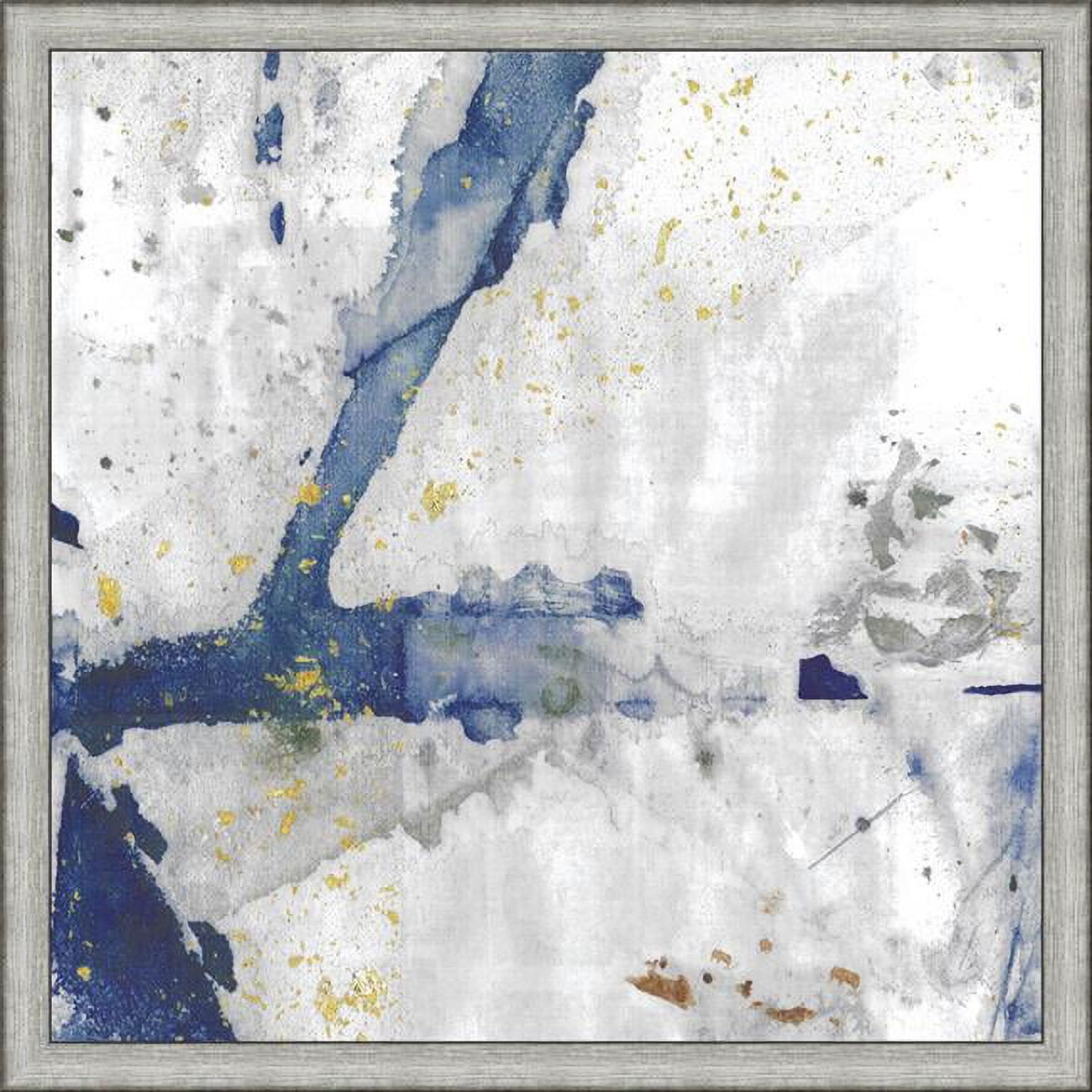 27" Blue and White Abstract Canvas Art with Champagne Frame