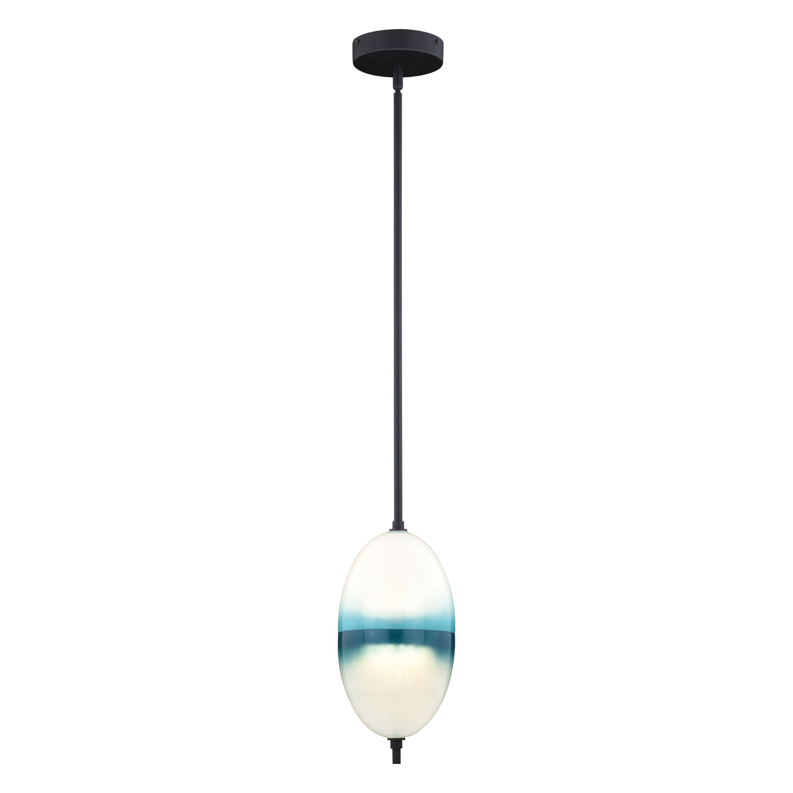 Somerset Oil Rubbed Bronze Mini Pendant with Blue and White Glass