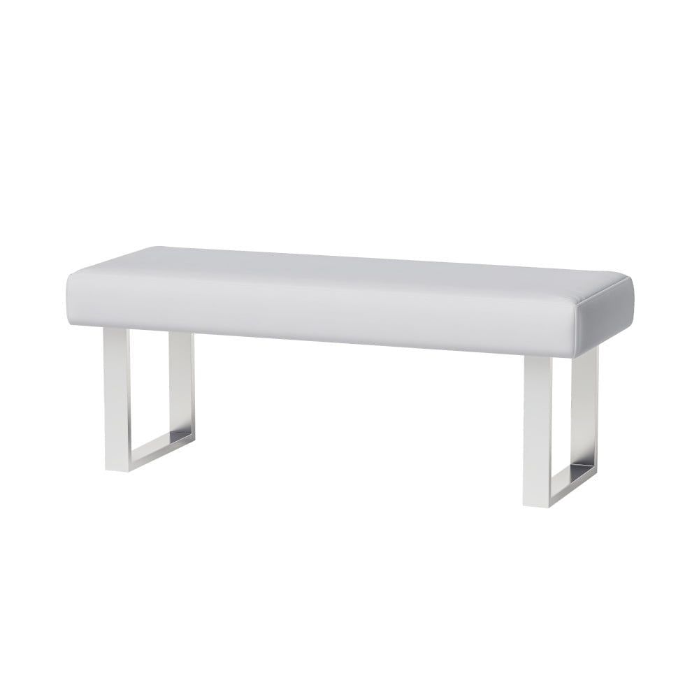 Leah White Polyurethane and Steel Dining Bench