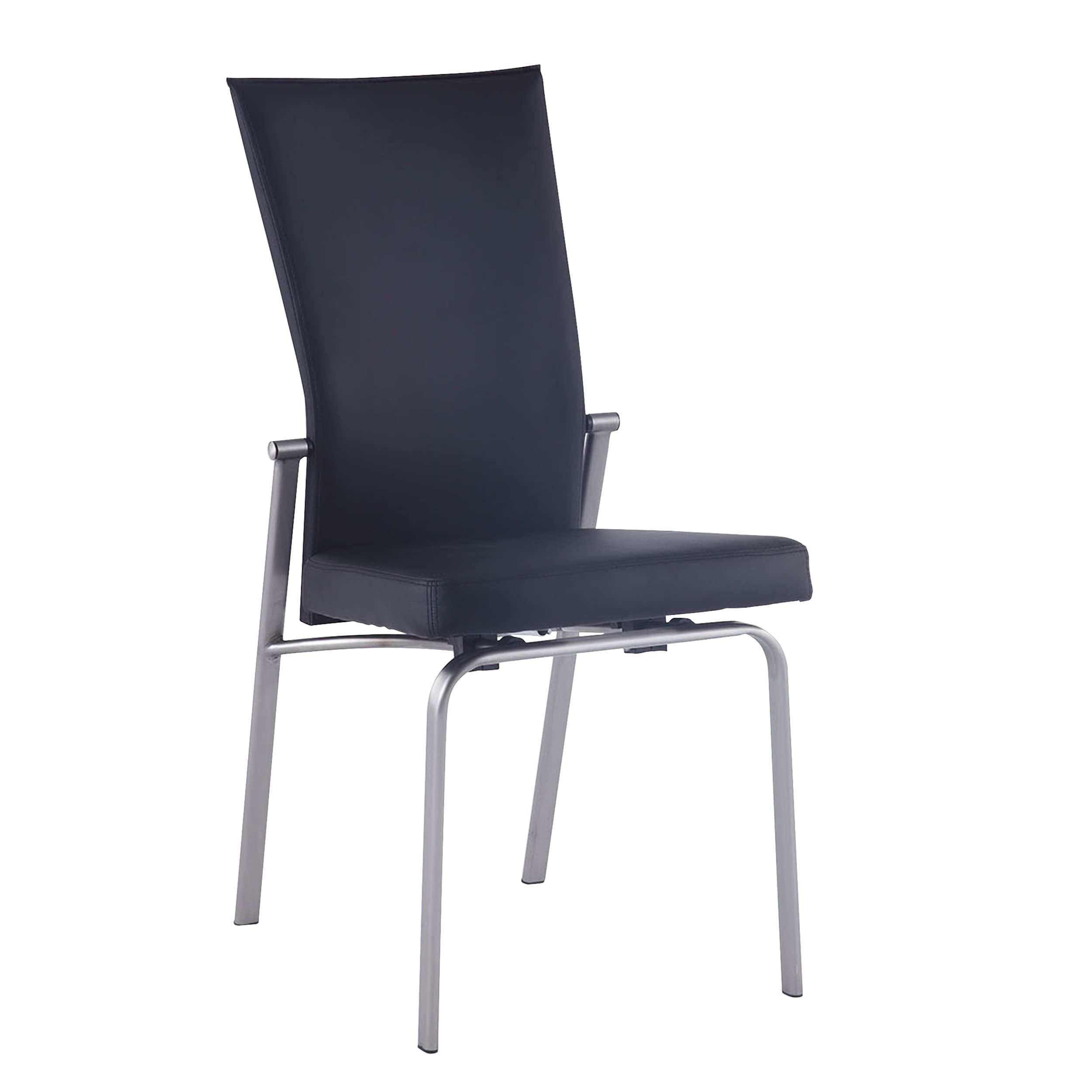 Gray Faux Leather Upholstered Side Chair with Metal Frame