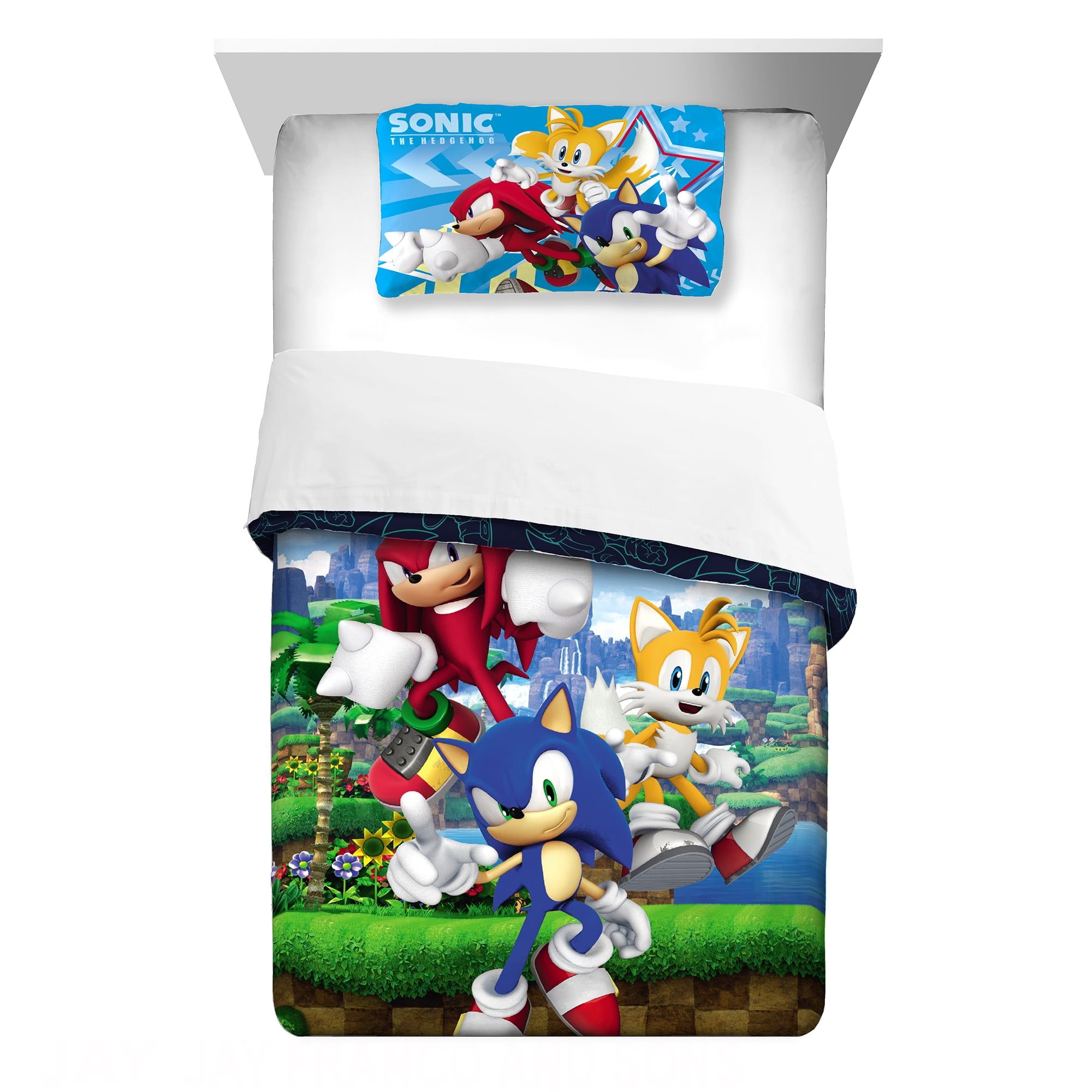 Sonic the Hedgehog Blue Twin Microfiber Reversible Bed Set