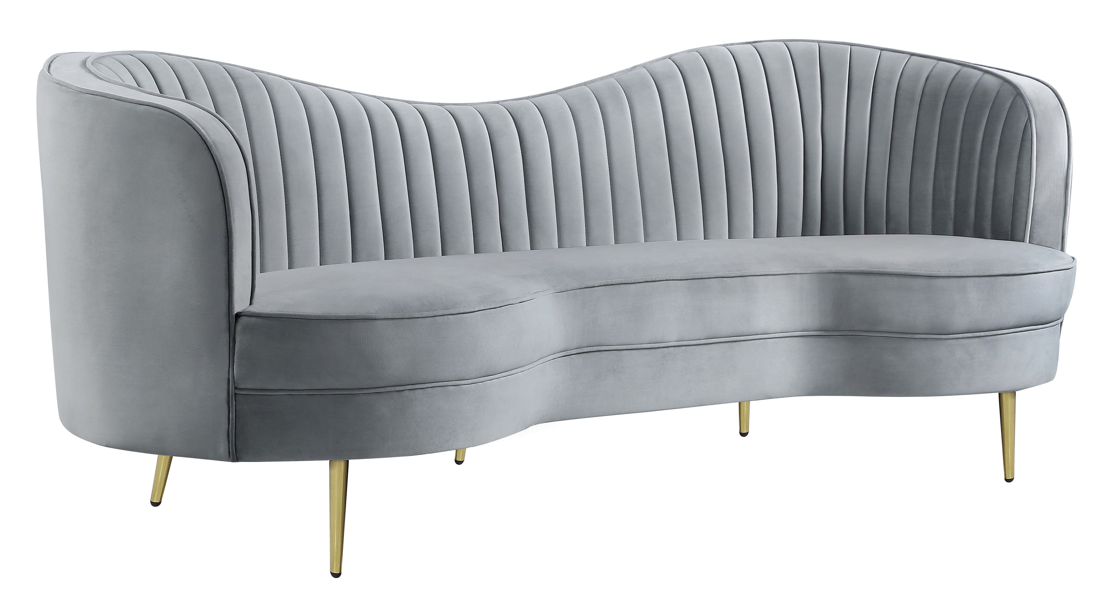 Elegant 84'' Dark Gray Velvet Sofa with Gold Stainless Steel Legs