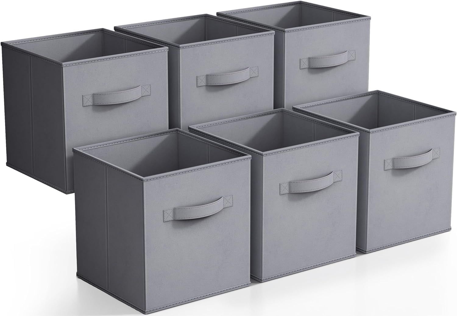 Gray Collapsible Fabric Storage Cubes with Handles, 11" Set of 6