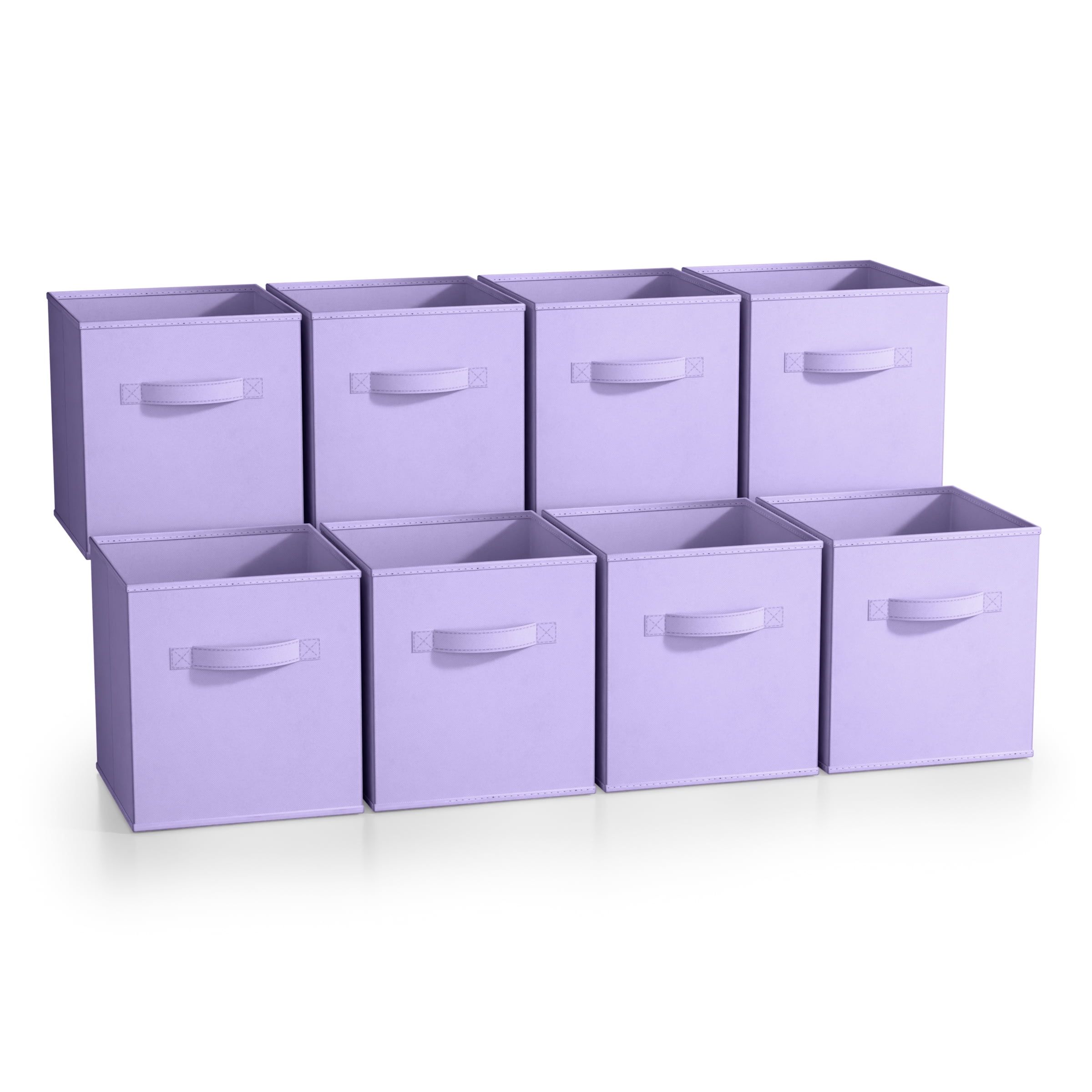 Pastel Purple 11" Foldable Fabric Storage Cubes with Handles, Set of 8