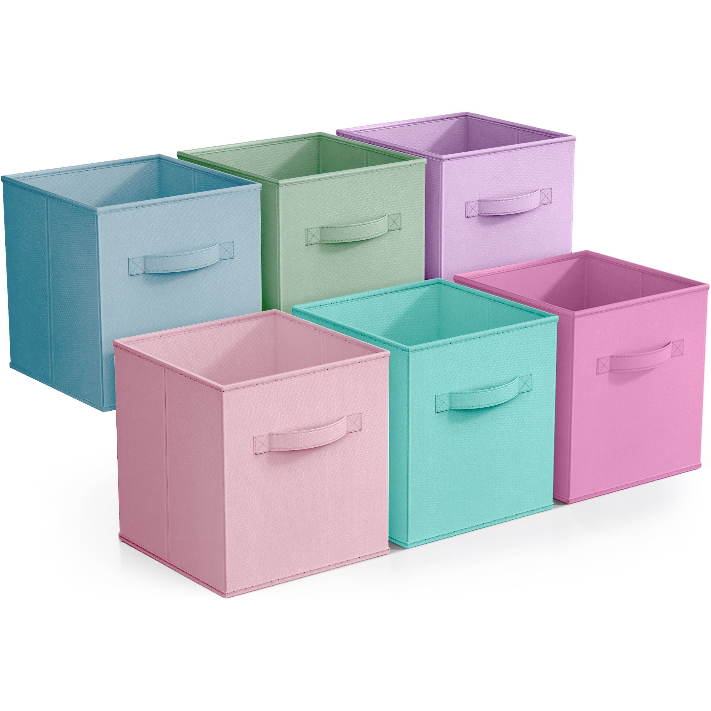 Pastel Multi-Color 11" Foldable Fabric Storage Cubes, Set of 6