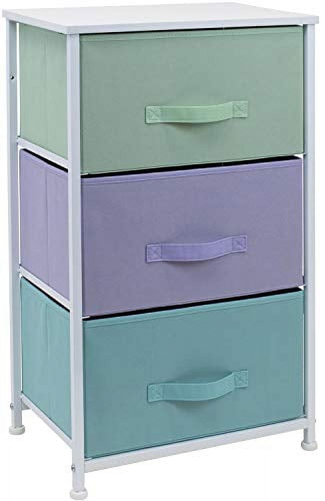 Sorbus Pastel White 3-Drawer Nightstand with Steel Frame