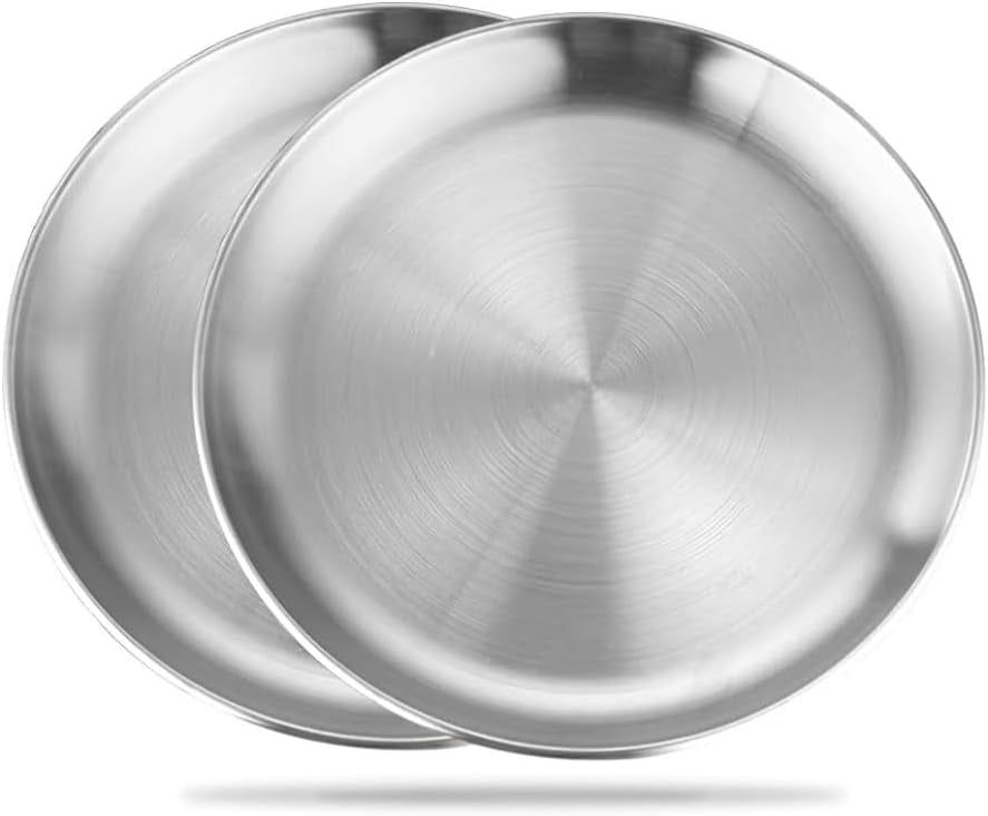 Set of 2 Stainless Steel 10" Round Pizza Baking Trays