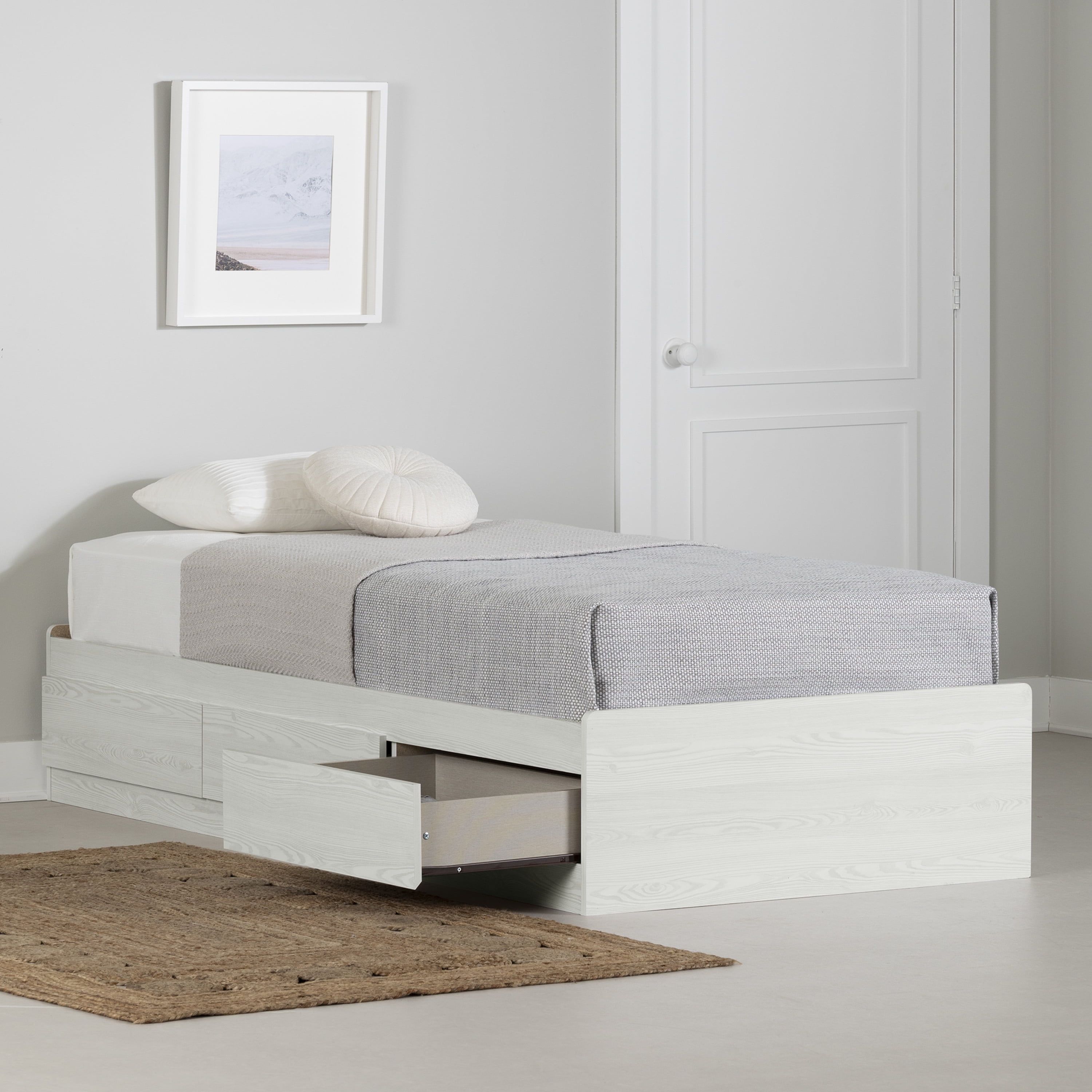 White Pine Twin Platform Bed with 3 Storage Drawers