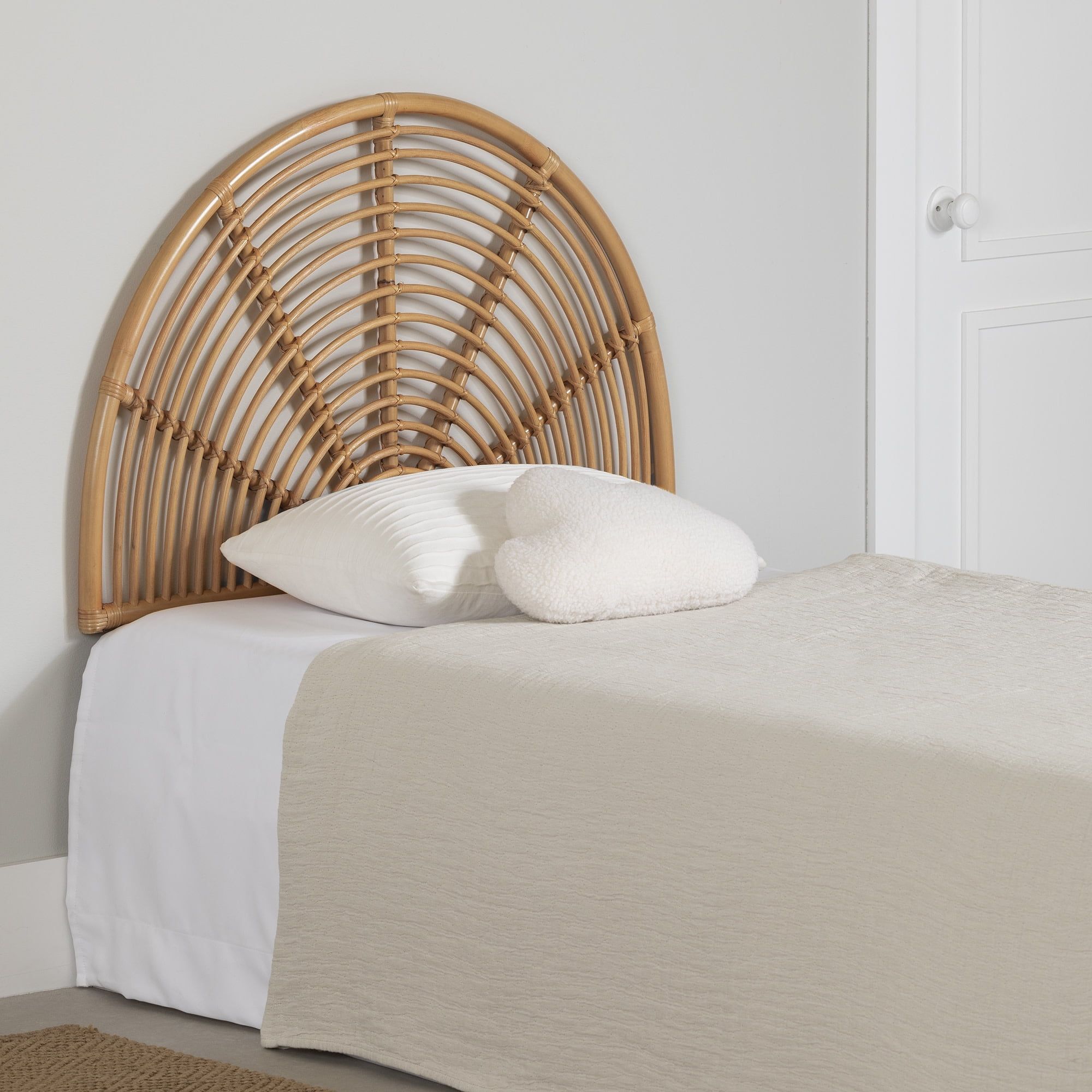 Natural Rattan Rainbow Wall-Mounted Twin Headboard