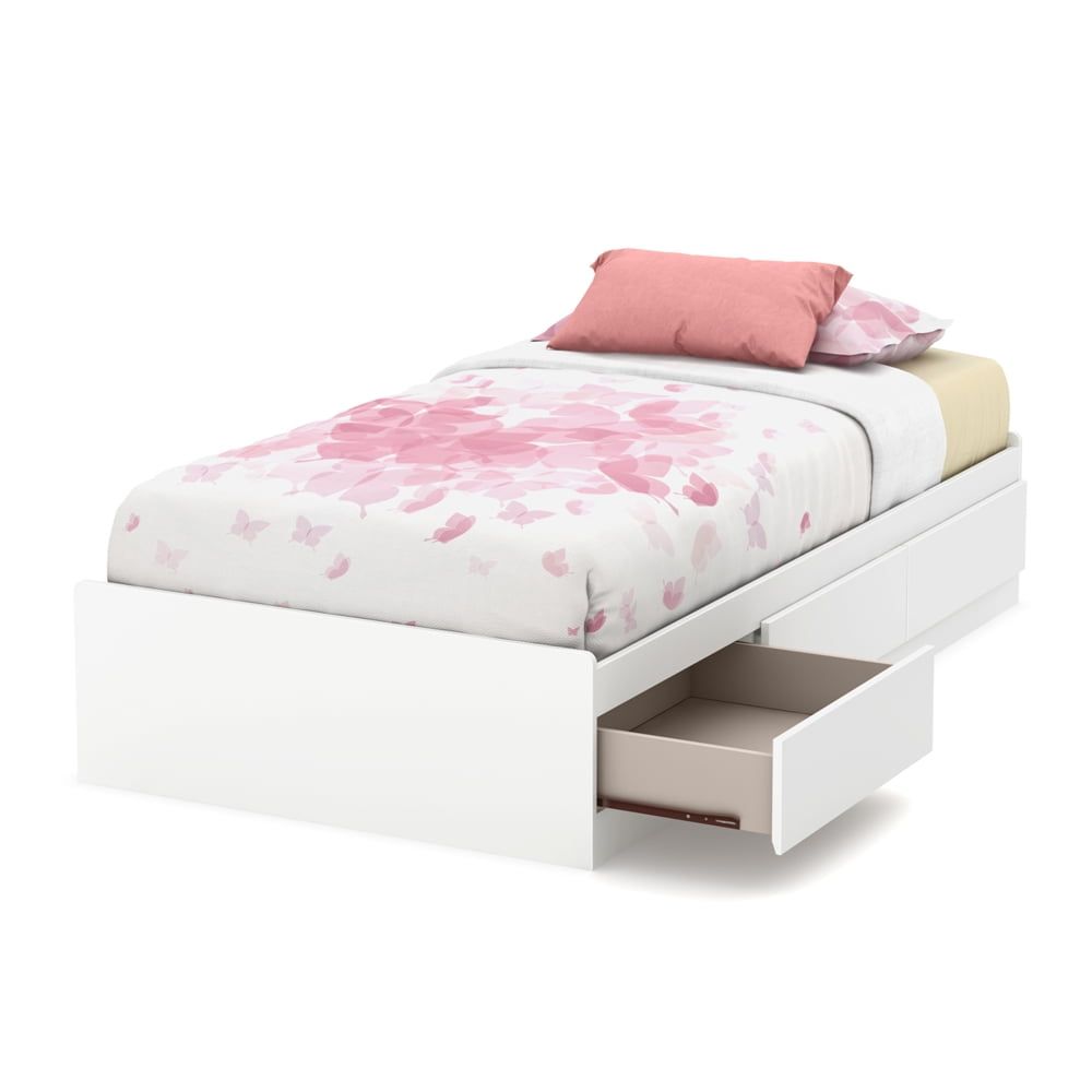 White Twin Captain's Bed with 3 Storage Drawers