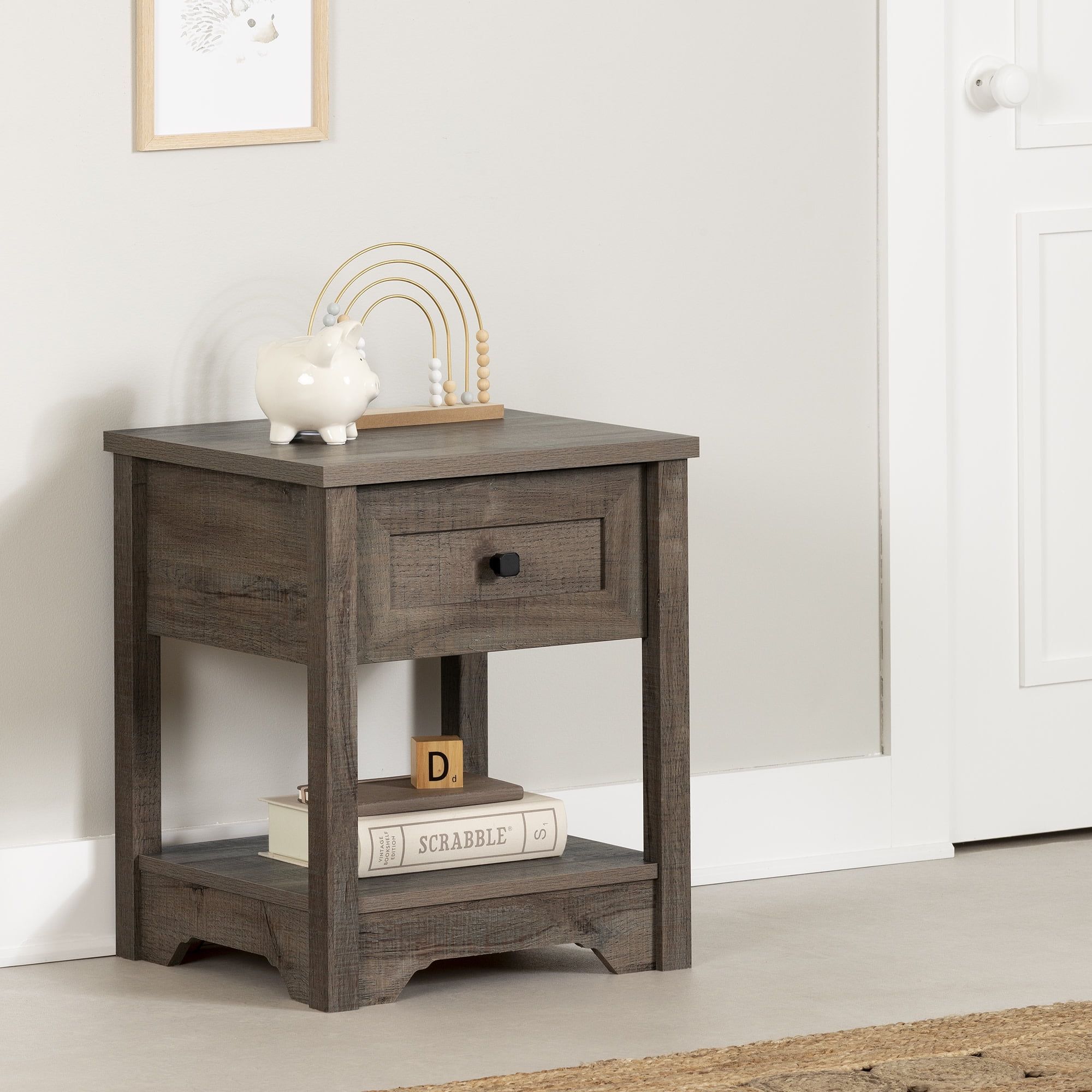 Fall Oak Farmhouse Nightstand with Shaker-Style Drawer