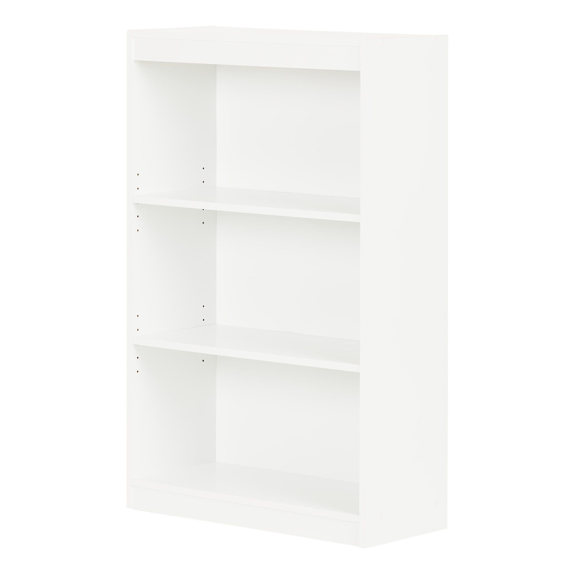 Pure White Adjustable 3-Shelf Wood Bookcase with Doors