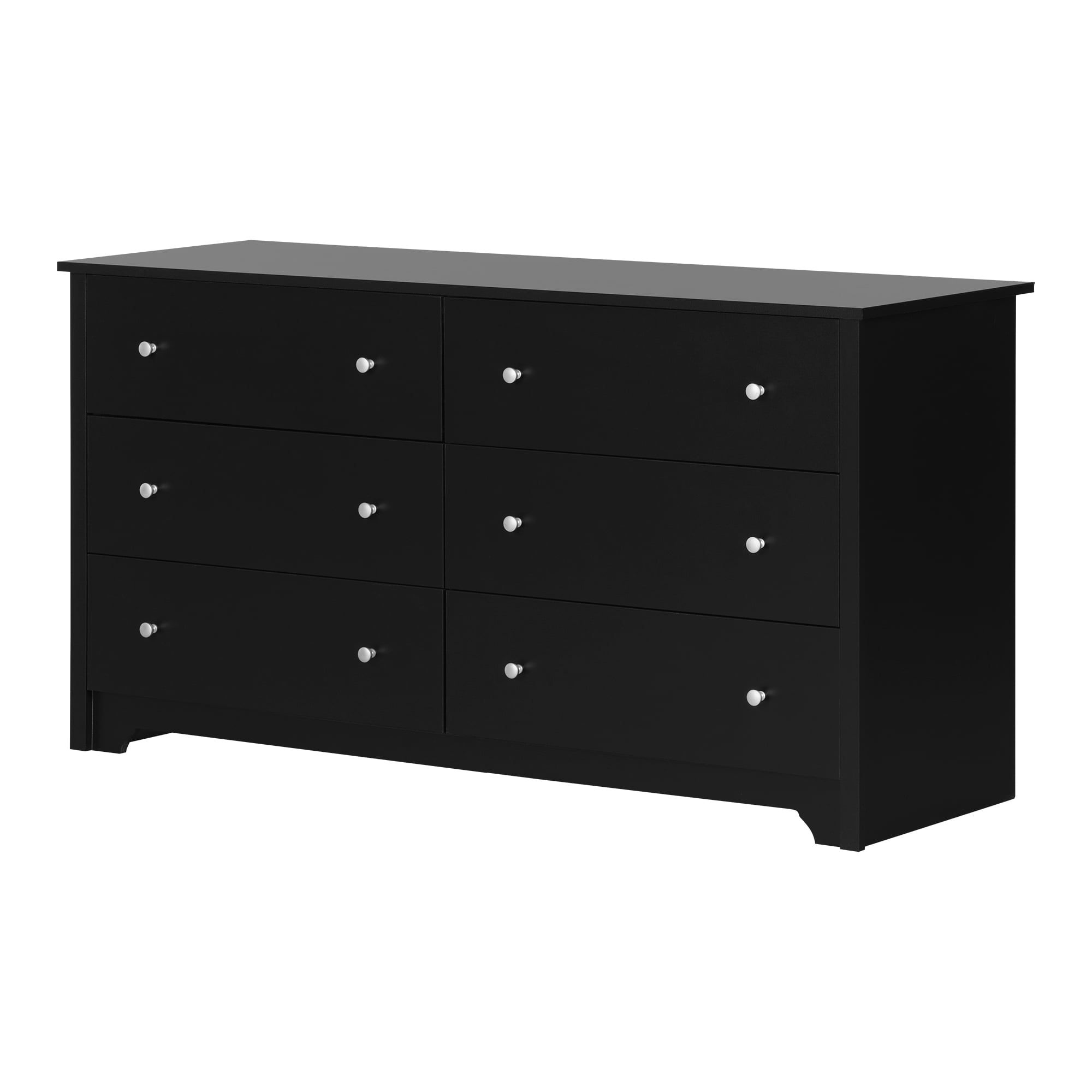 Black Double Nursery Dresser with Soft Close Drawers and Casters