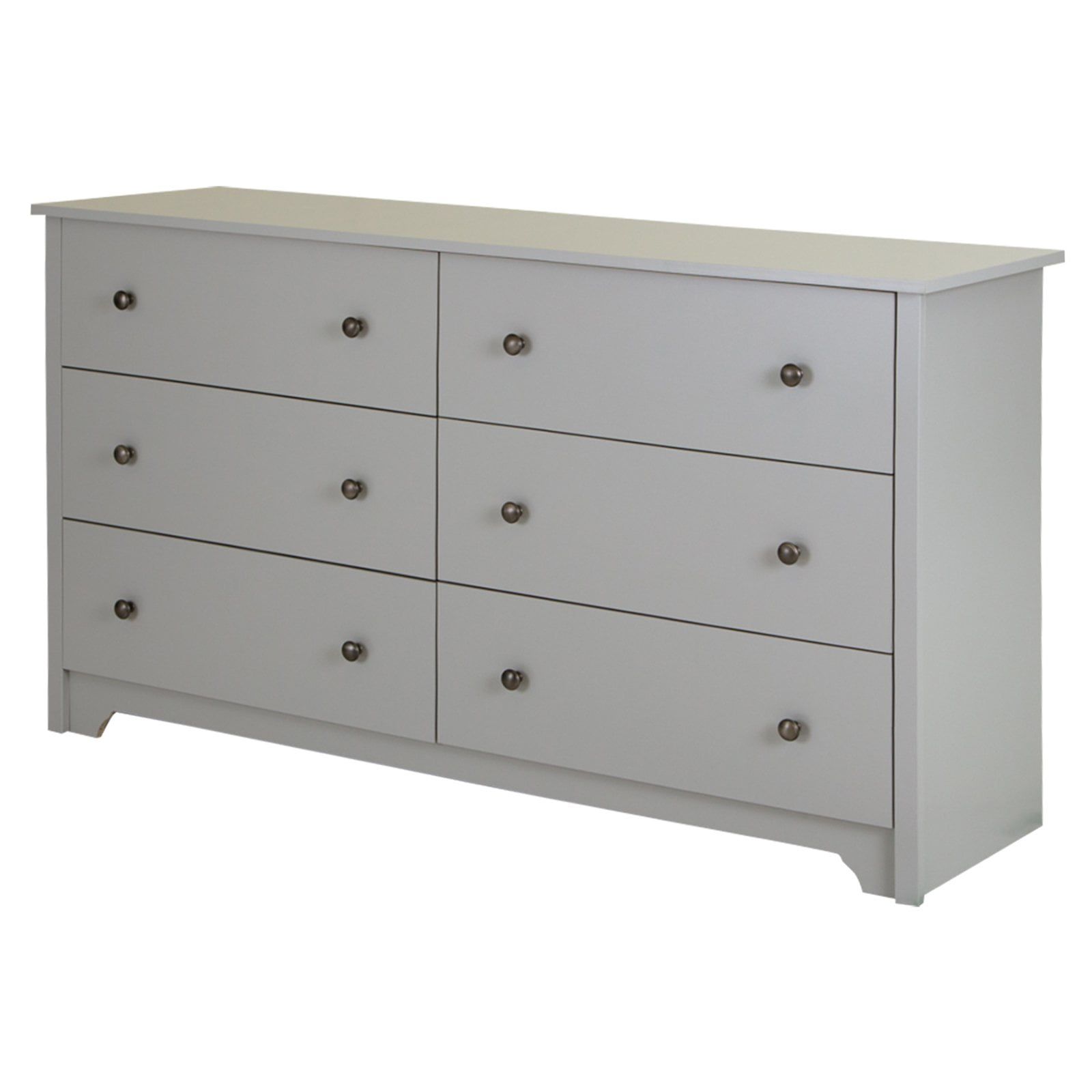 Elegant Soft Gray 6-Drawer Horizontal Double Dresser