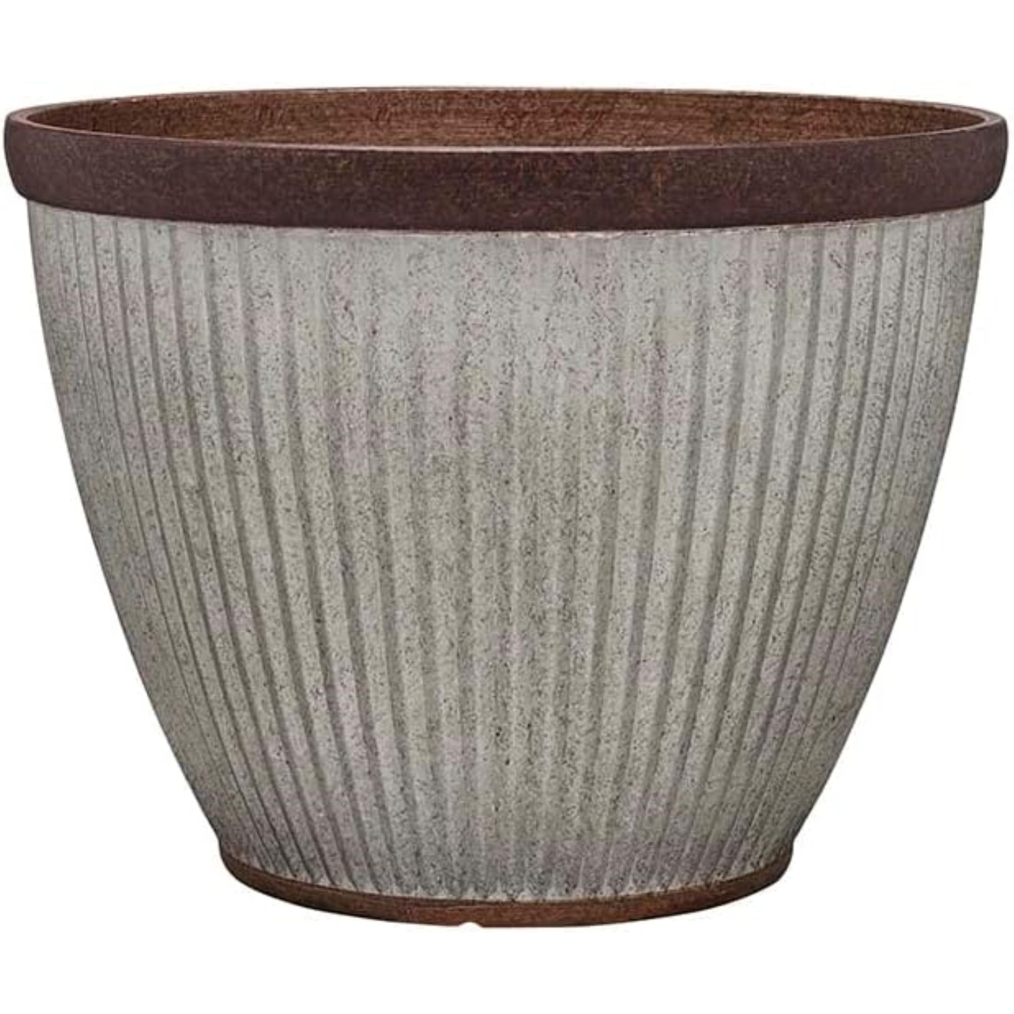 Westlake 10" Rustic Galvanized Resin Round Planter for Indoor/Outdoor