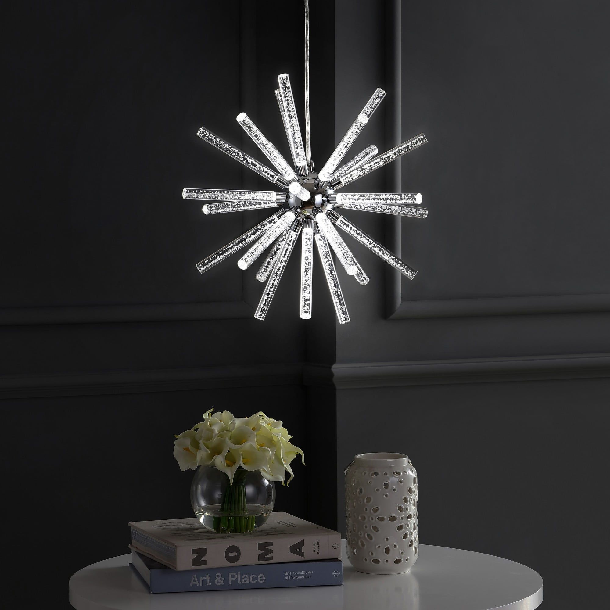 Soyuz 19.5" Chrome Starburst Adjustable LED Pendant Light