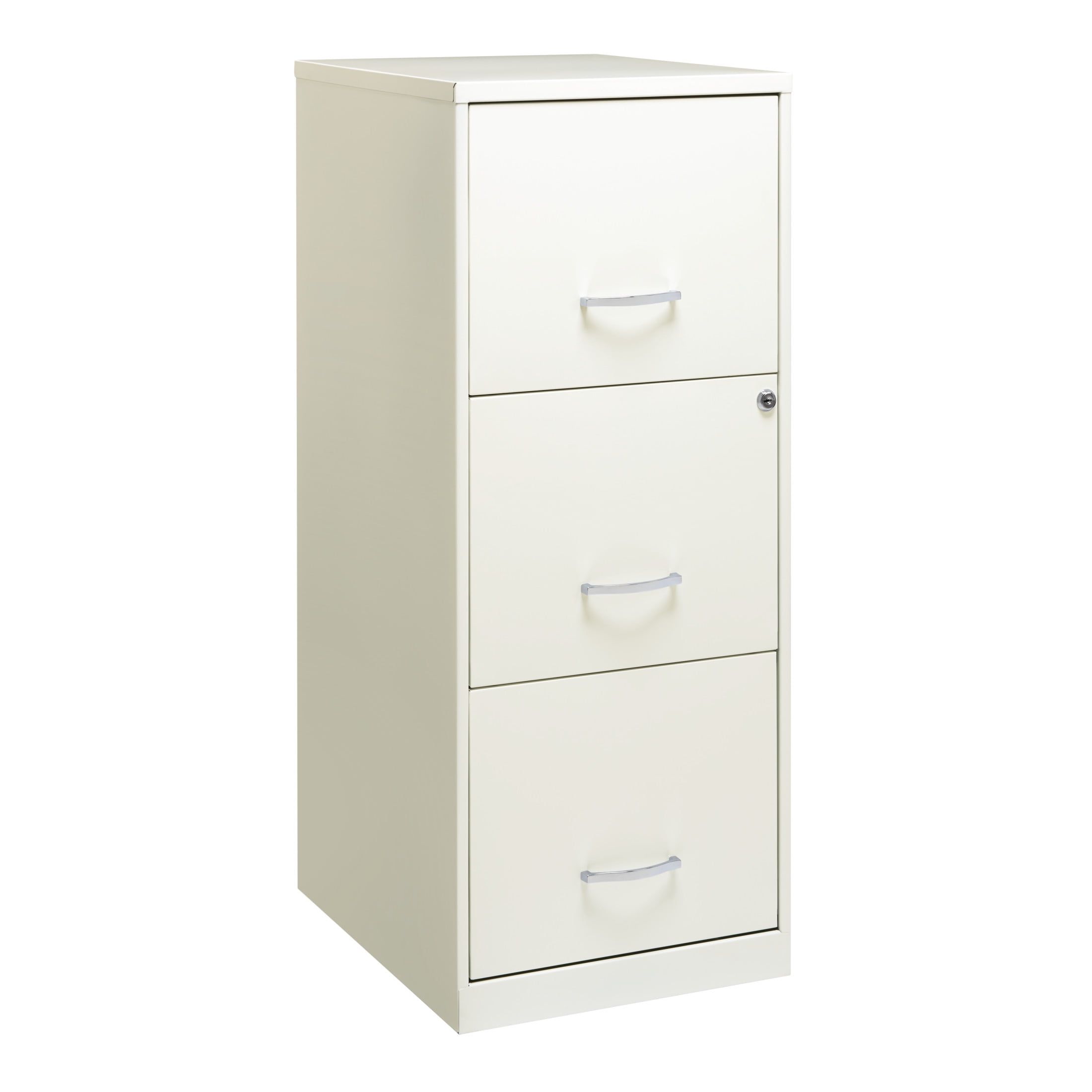 Pearl White 3-Drawer Lockable Vertical File Cabinet