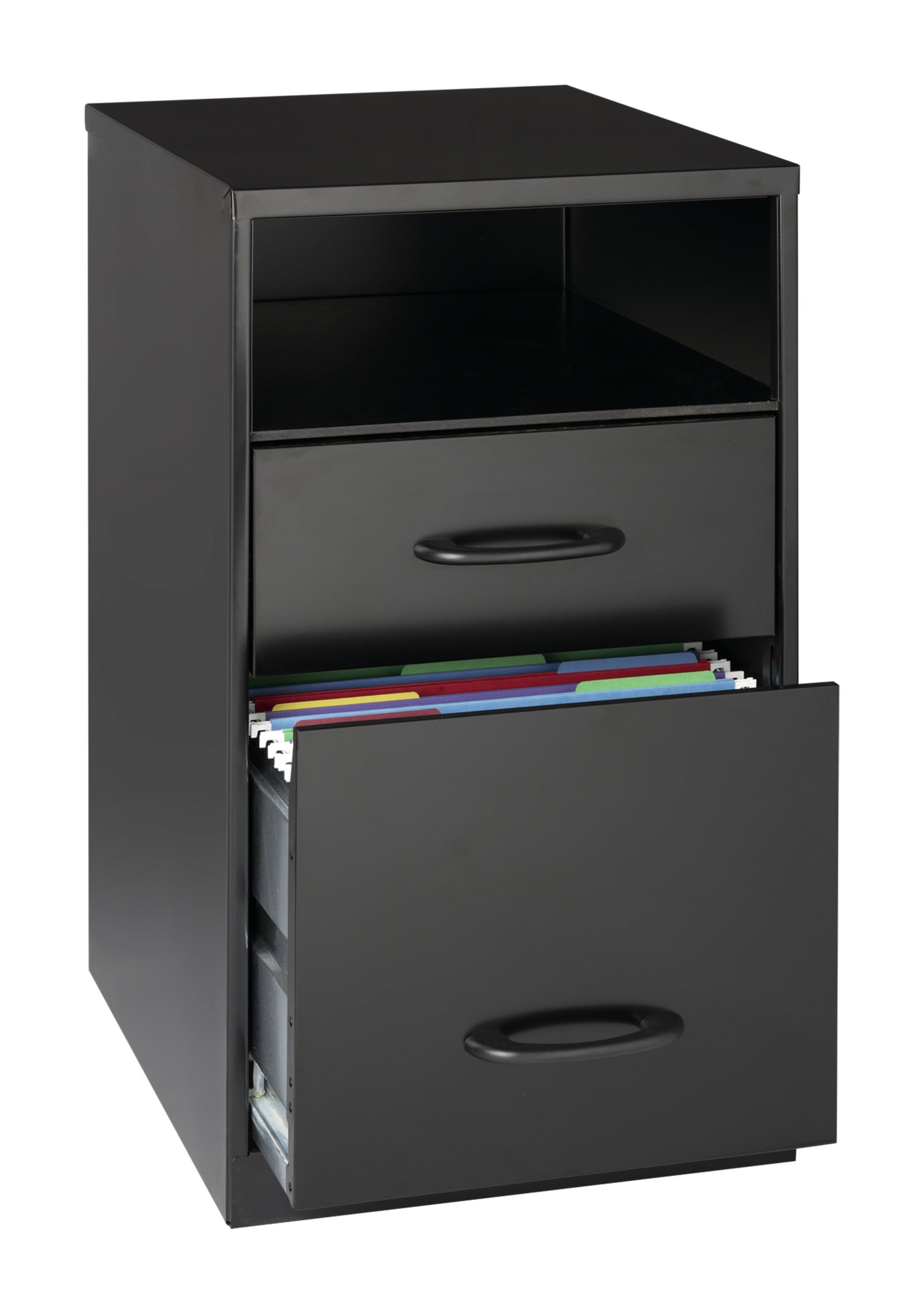 Sleek Black Vertical Mobile Pedestal with 2 Lockable Drawers