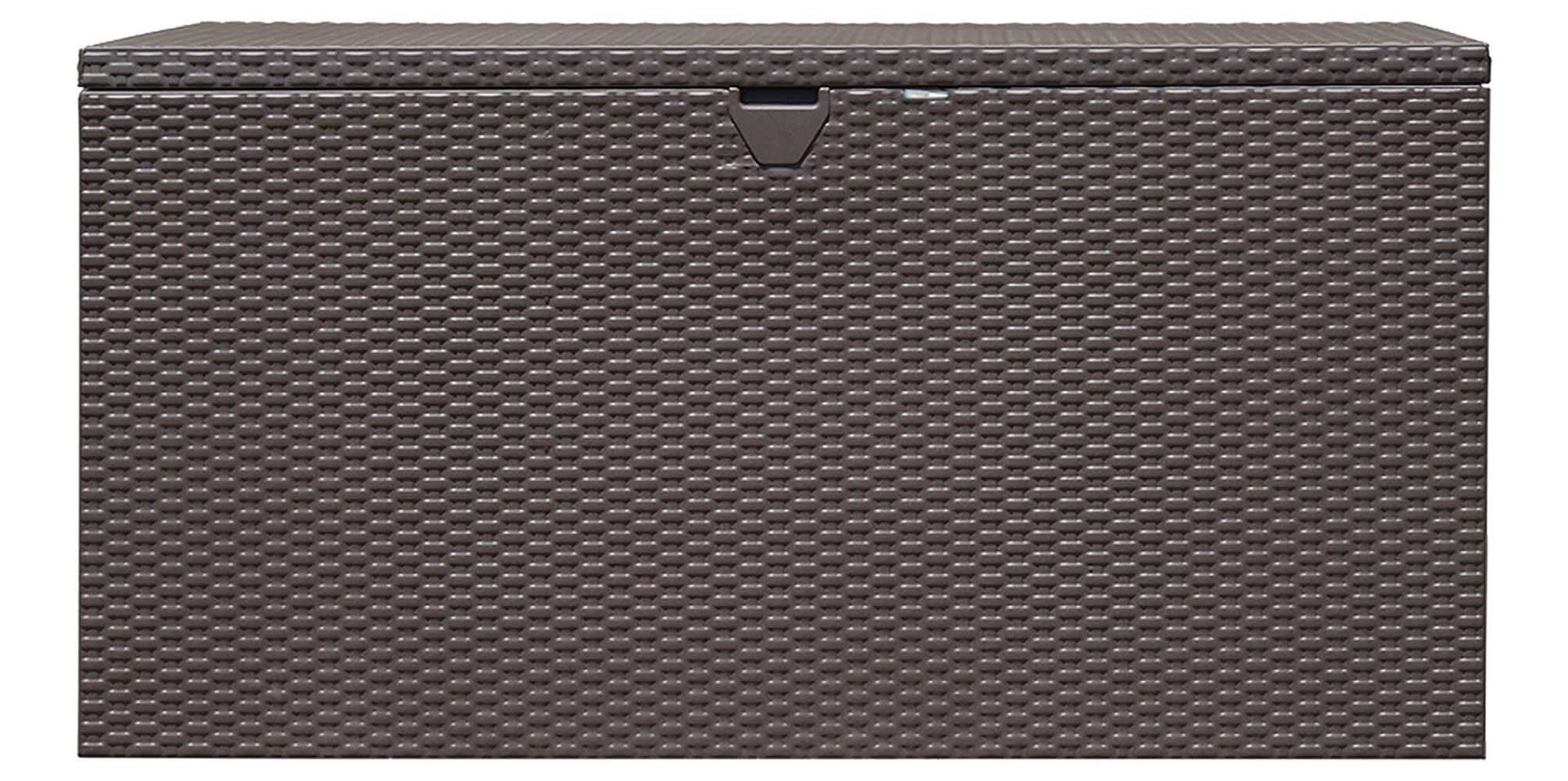 Espresso Metal and Wicker Outdoor Storage Deck Box