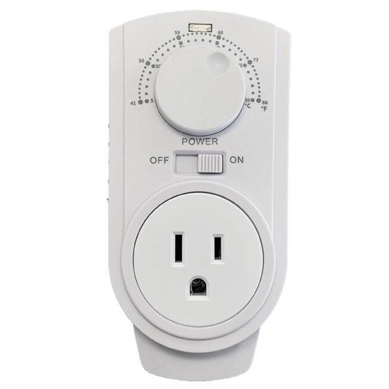 White Programmable Plug-in Thermostat for Heaters and AC