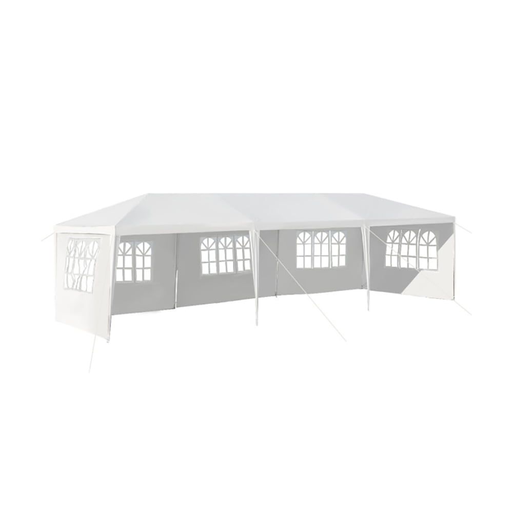 White 10x30 Ft Steel Frame Outdoor Party Tent with Removable Sidewalls