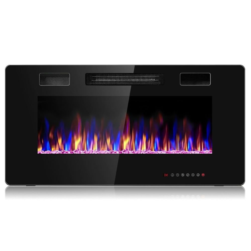 36-Inch Black Wall Mounted Electric Fireplace with Remote Control