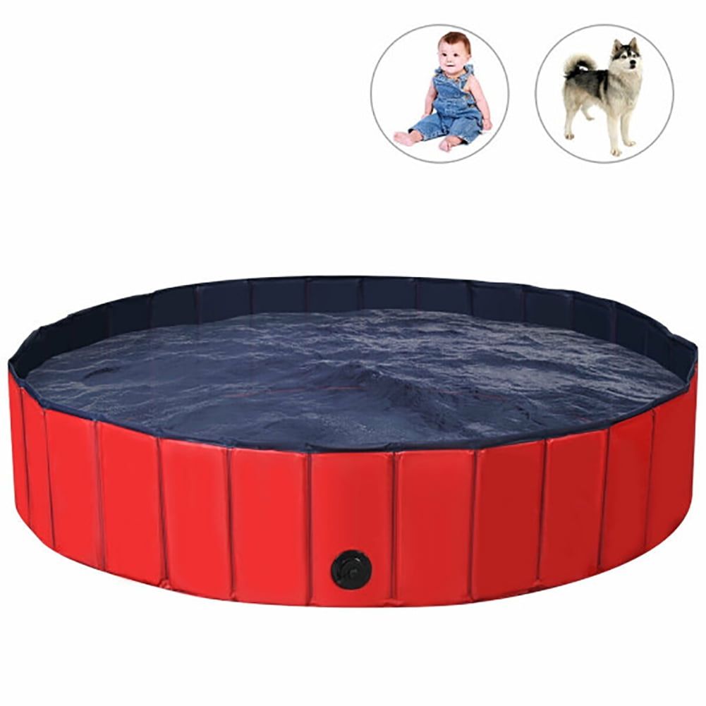 Red 55" Foldable PVC and MDF Pet and Kids Pool