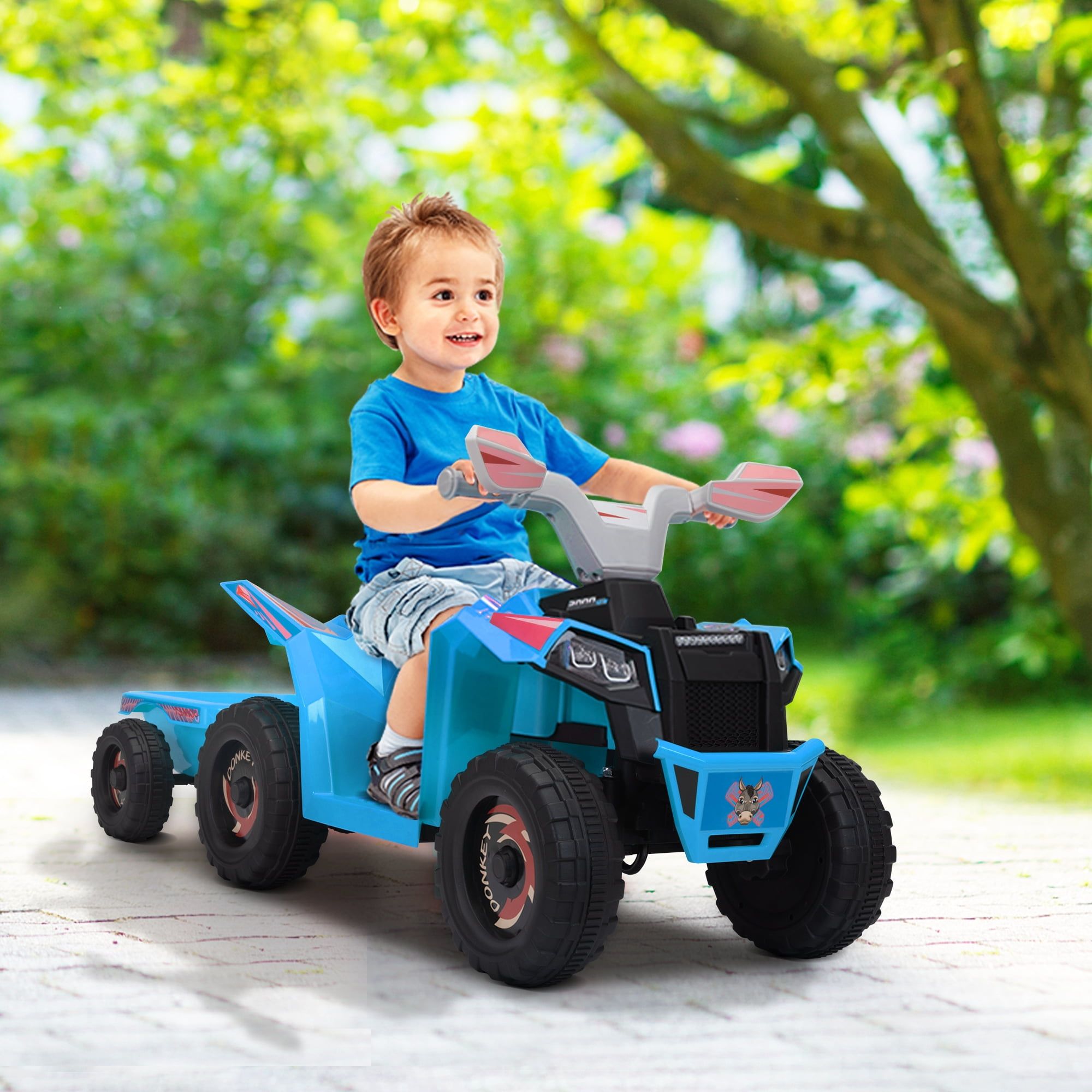 6V Blue Electric Ride-On ATV with Tow Bucket